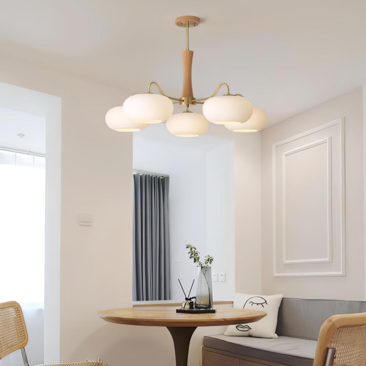 Lustra Chandelier Brass Wooden Persimmon-Neutral Decor