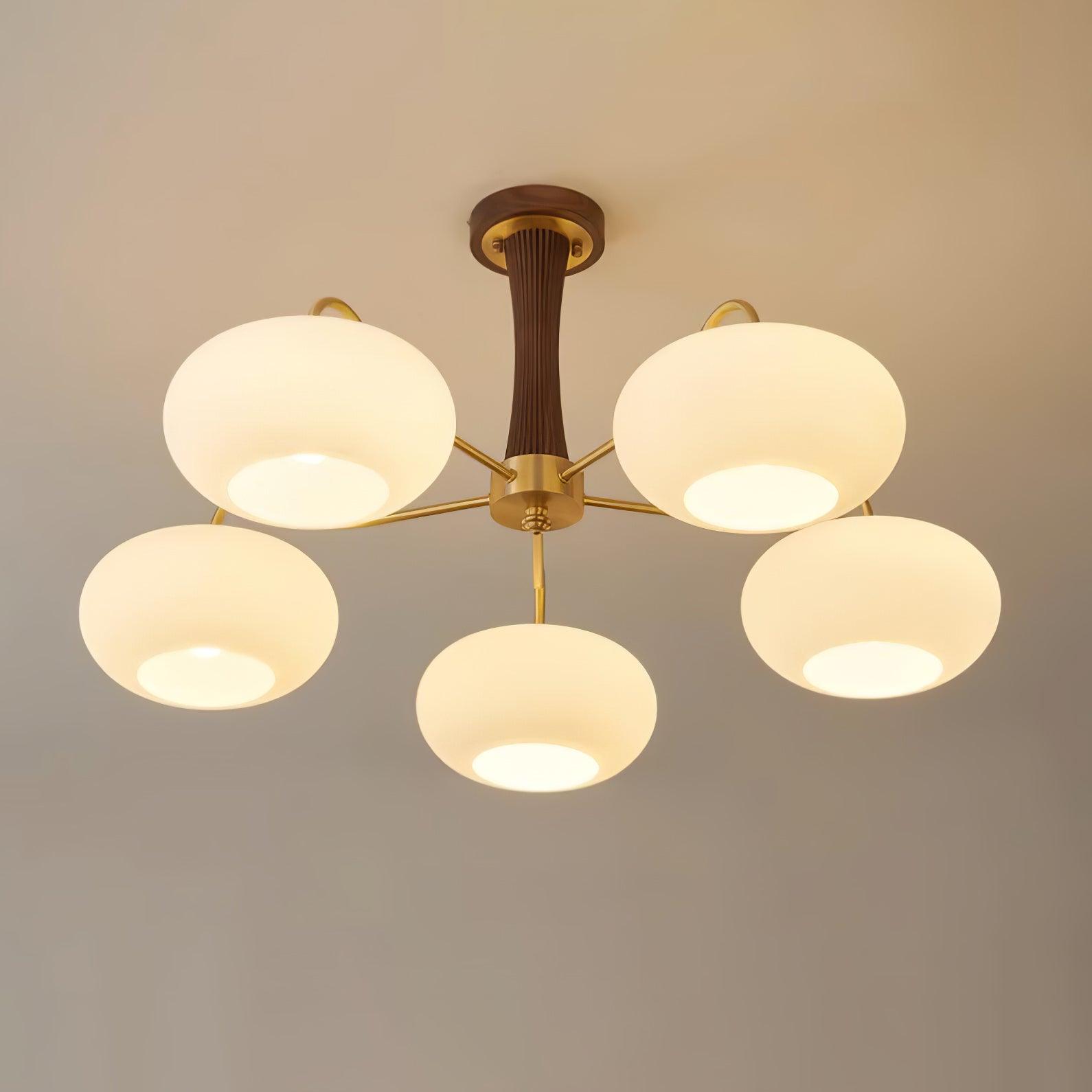 Lustra Chandelier Brass Wooden Persimmon-Neutral Decor