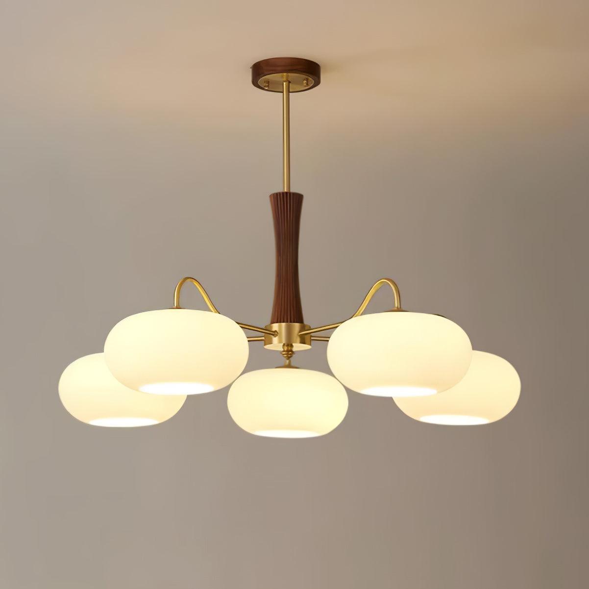 Lustra Chandelier Brass Wooden Persimmon-Neutral Decor