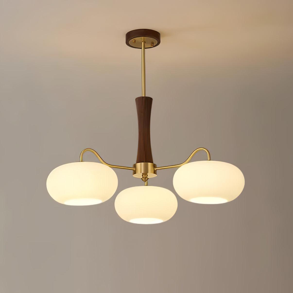 Lustra Chandelier Brass Wooden Persimmon-Neutral Decor