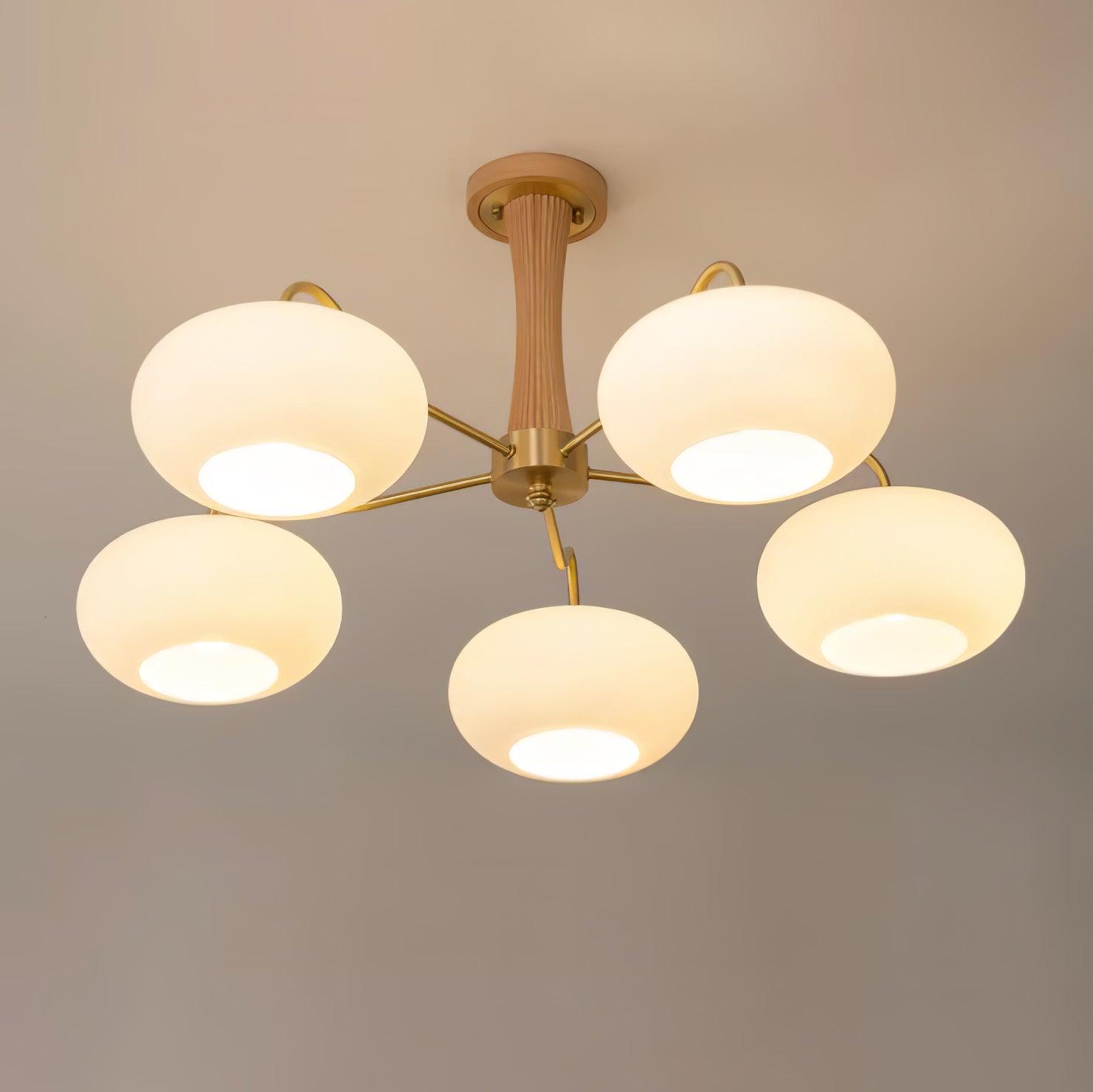 Lustra Chandelier Brass Wooden Persimmon-Neutral Decor