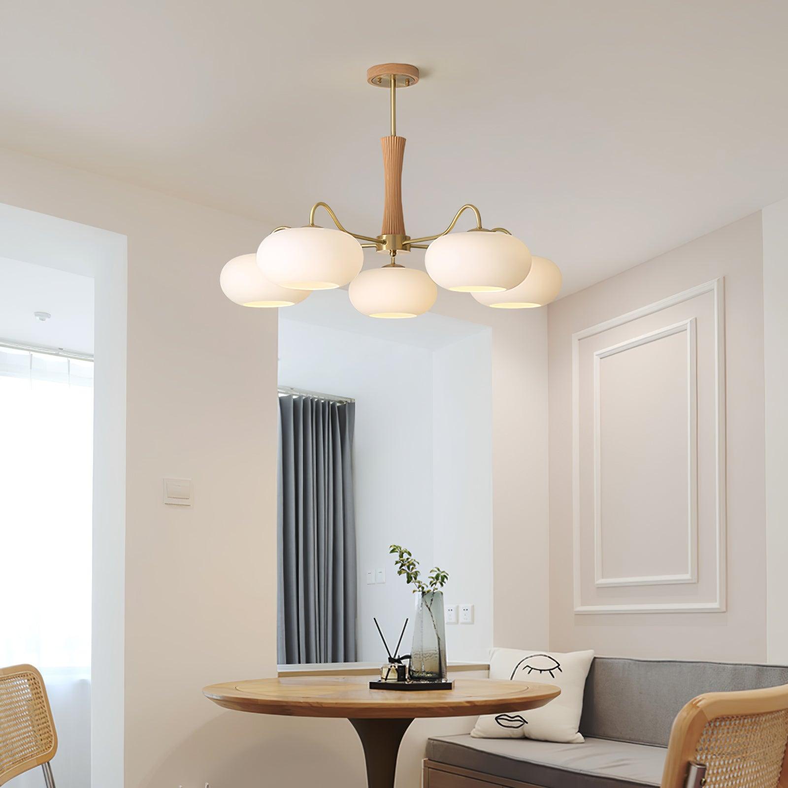 Lustra Chandelier Brass Wooden Persimmon-Neutral Decor