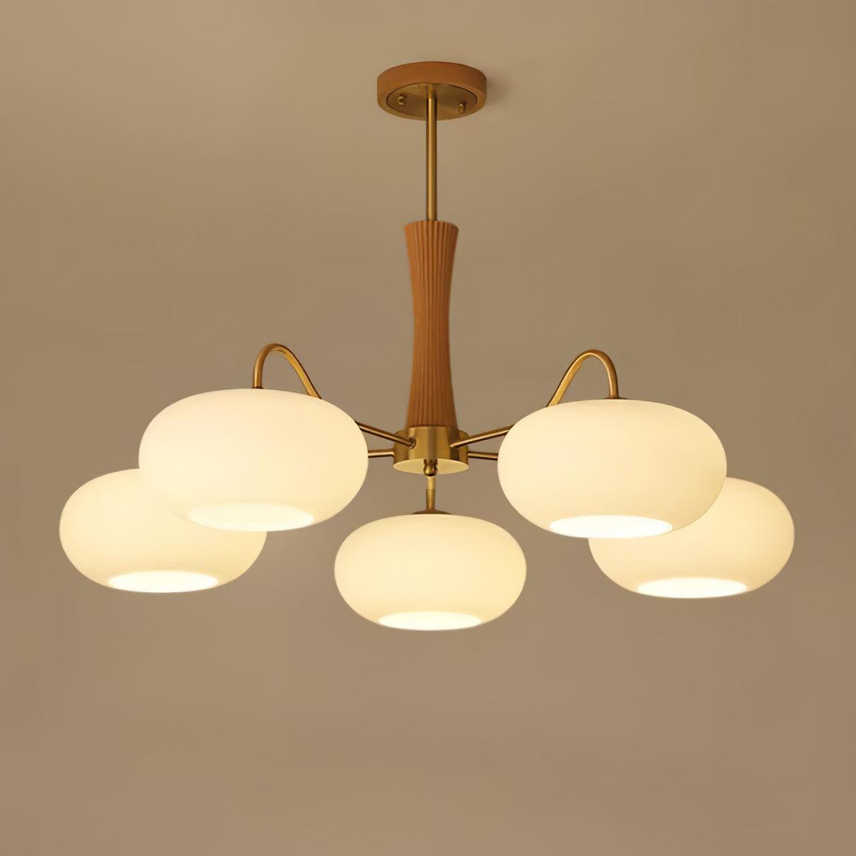 Lustra Chandelier Brass Wooden Persimmon-Neutral Decor