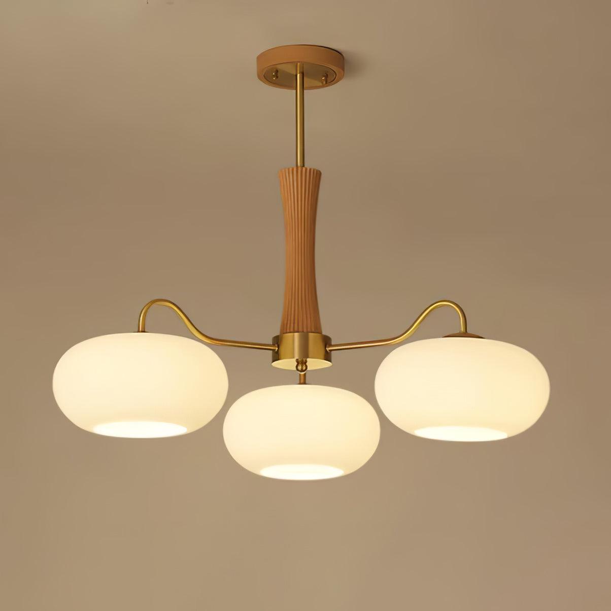 Lustra Chandelier Brass Wooden Persimmon-Neutral Decor