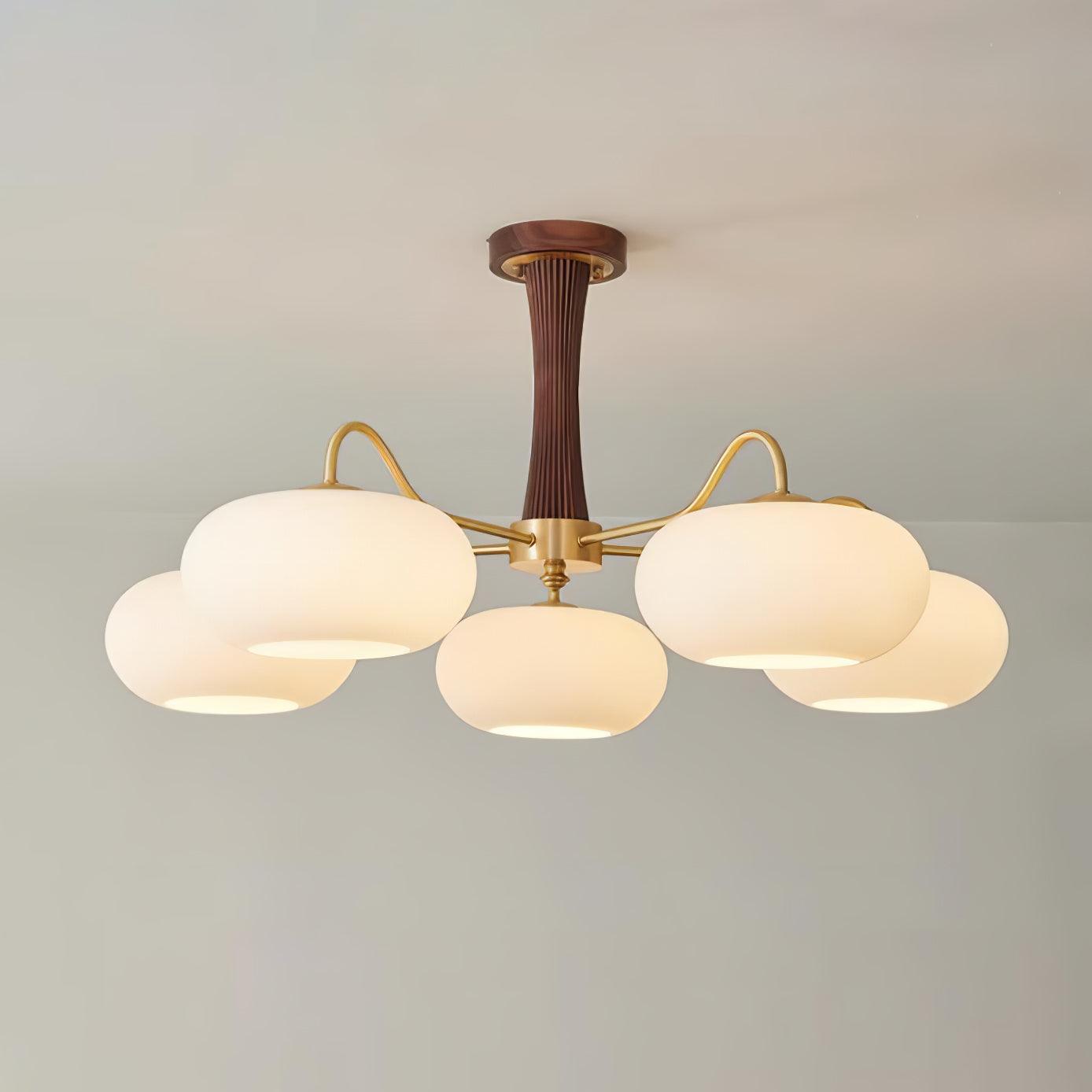 Lustra Chandelier Brass Wooden Persimmon-Neutral Decor