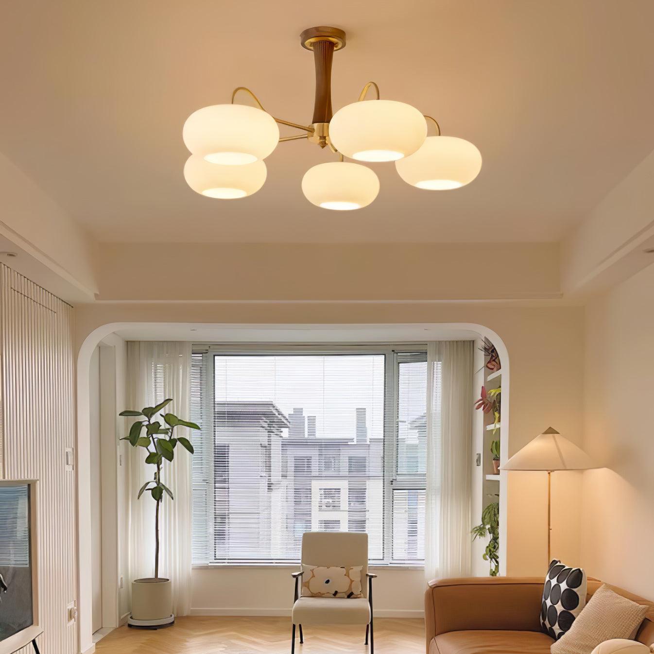Lustra Chandelier Brass Wooden Persimmon-Neutral Decor