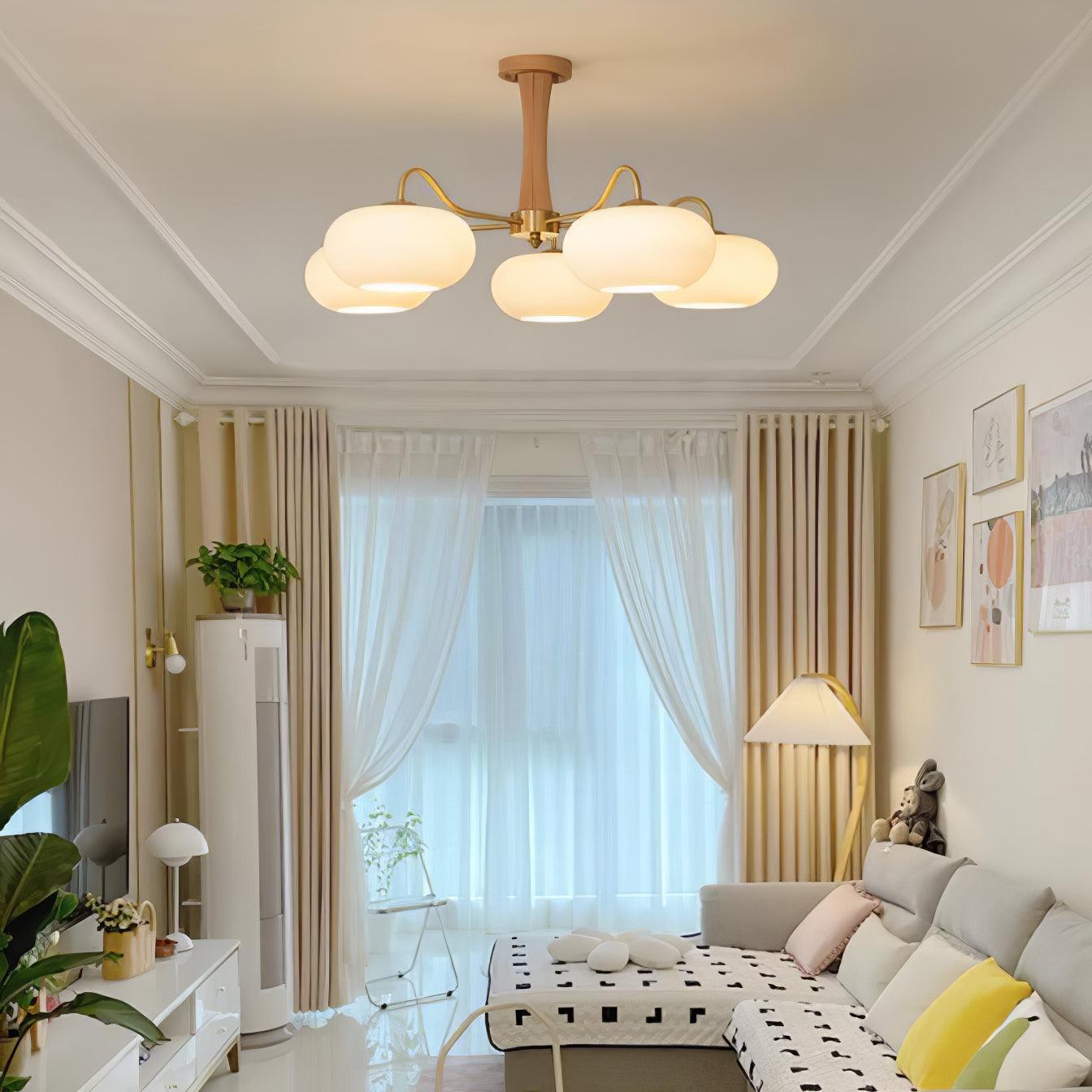 Lustra Chandelier Brass Wooden Persimmon-Neutral Decor