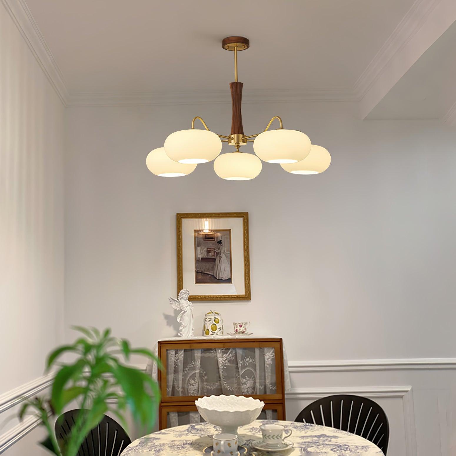 Lustra Chandelier Brass Wooden Persimmon-Neutral Decor