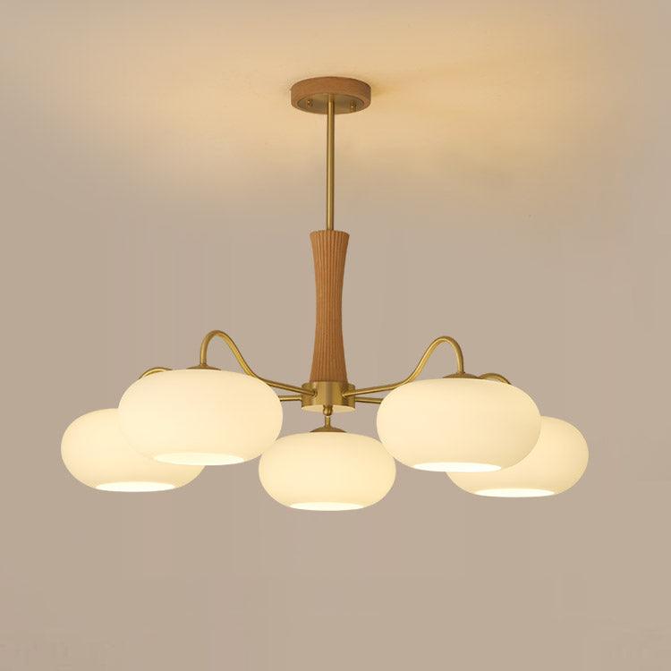 Lustra Chandelier Brass Wooden Persimmon-Neutral Decor
