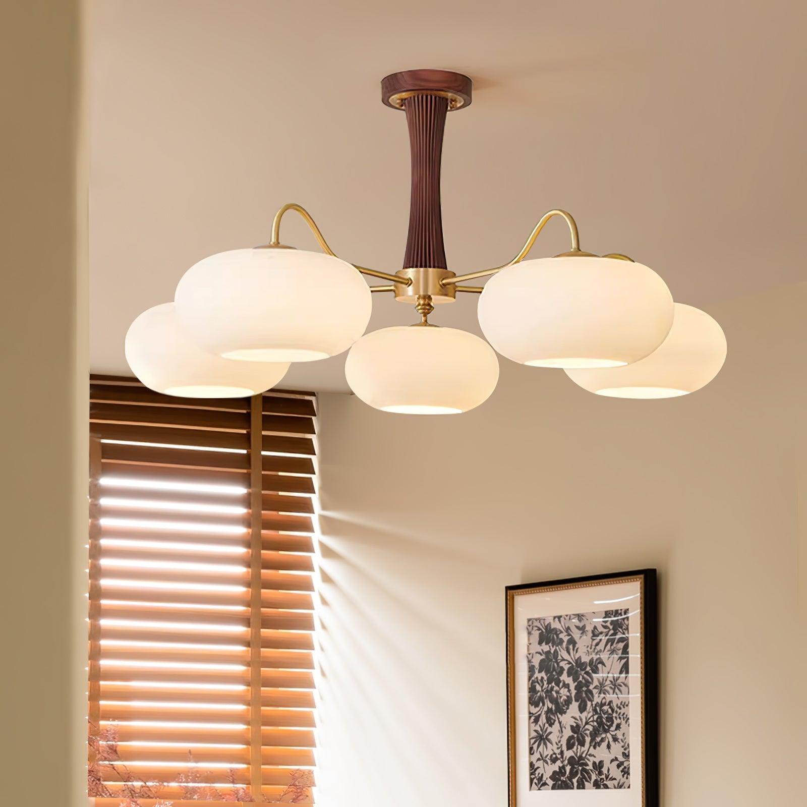 Lustra Chandelier Brass Wooden Persimmon-Neutral Decor