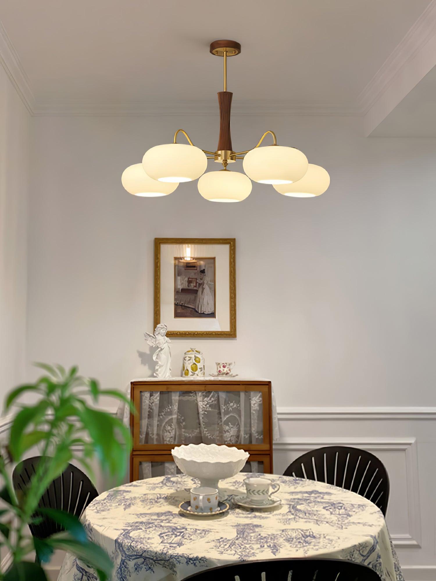 Lustra Chandelier Brass Wooden Persimmon-Neutral Decor