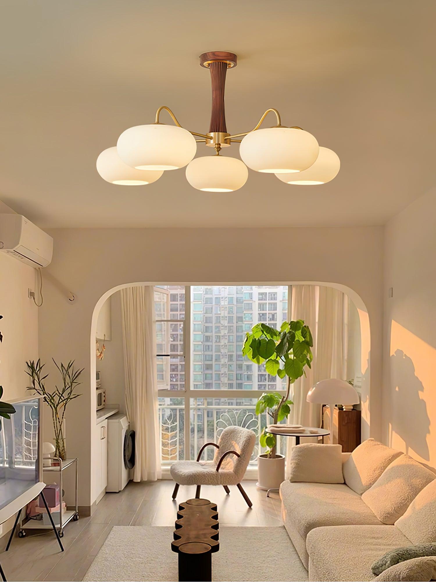 Lustra Chandelier Brass Wooden Persimmon-Neutral Decor