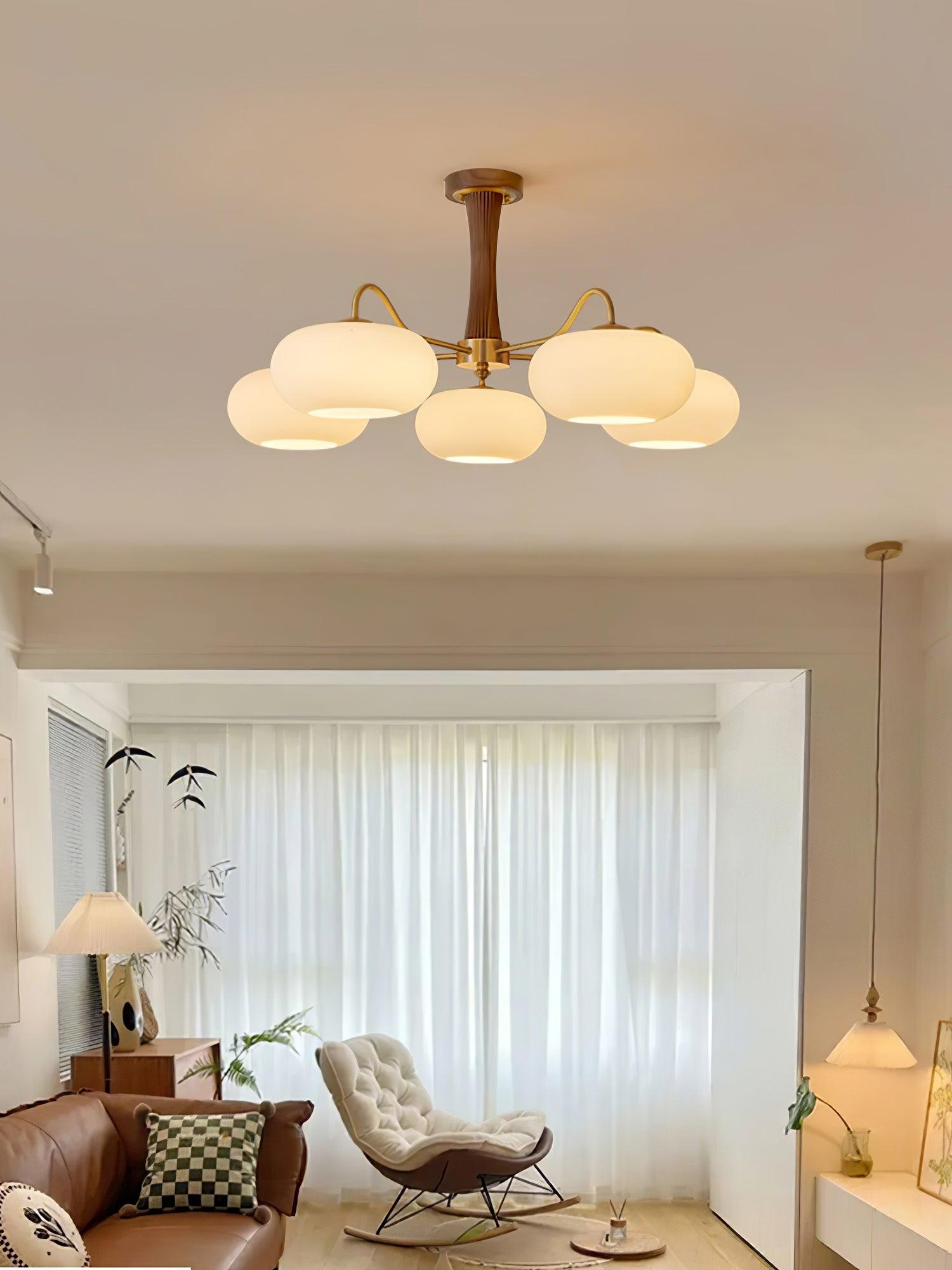 Lustra Chandelier Brass Wooden Persimmon-Neutral Decor
