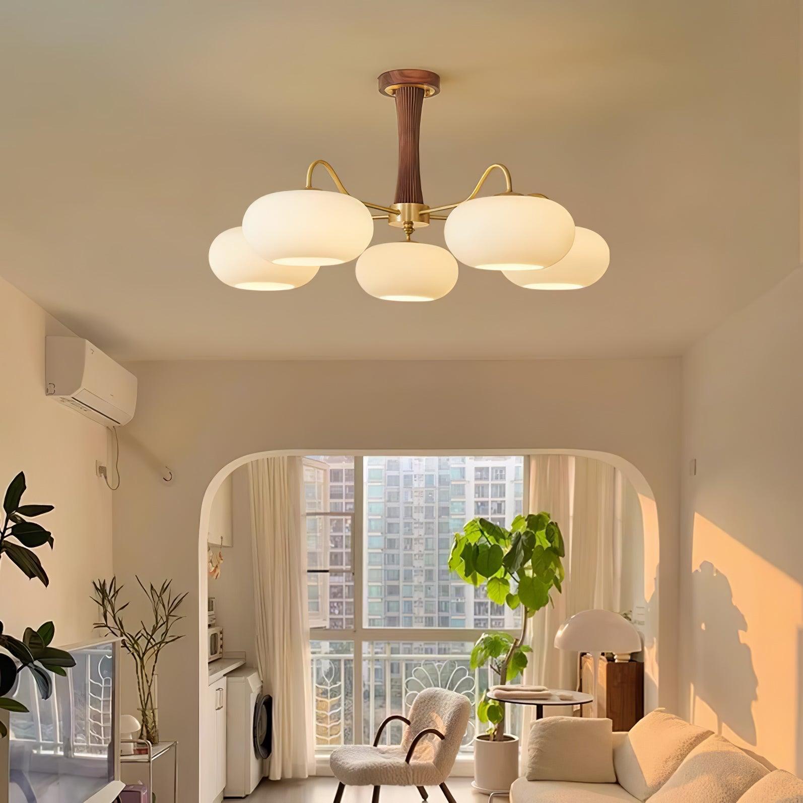 Lustra Chandelier Brass Wooden Persimmon-Neutral Decor
