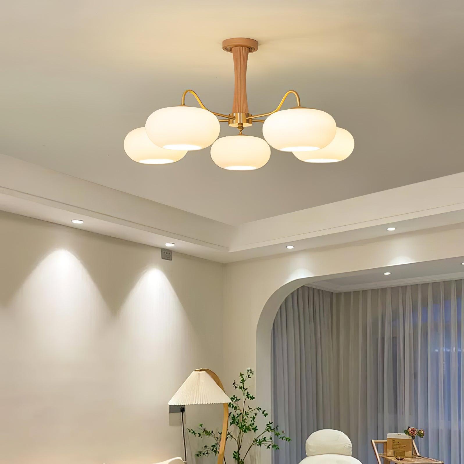 Lustra Chandelier Brass Wooden Persimmon-Neutral Decor