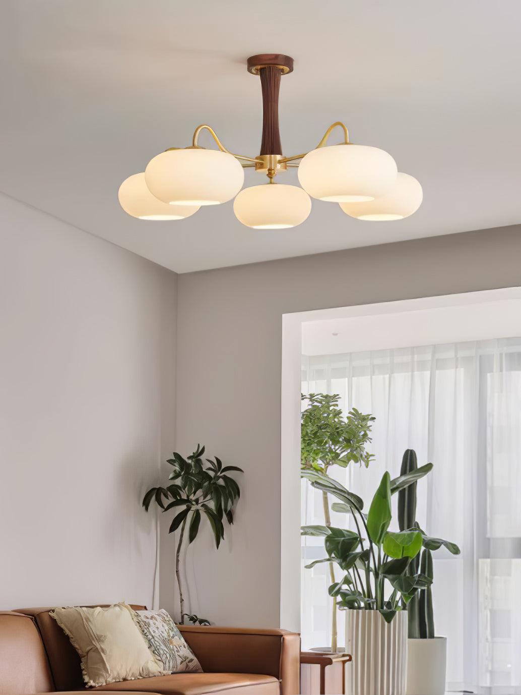Lustra Chandelier Brass Wooden Persimmon-Neutral Decor