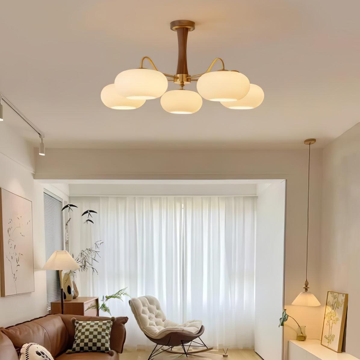 Lustra Chandelier Brass Wooden Persimmon-Neutral Decor
