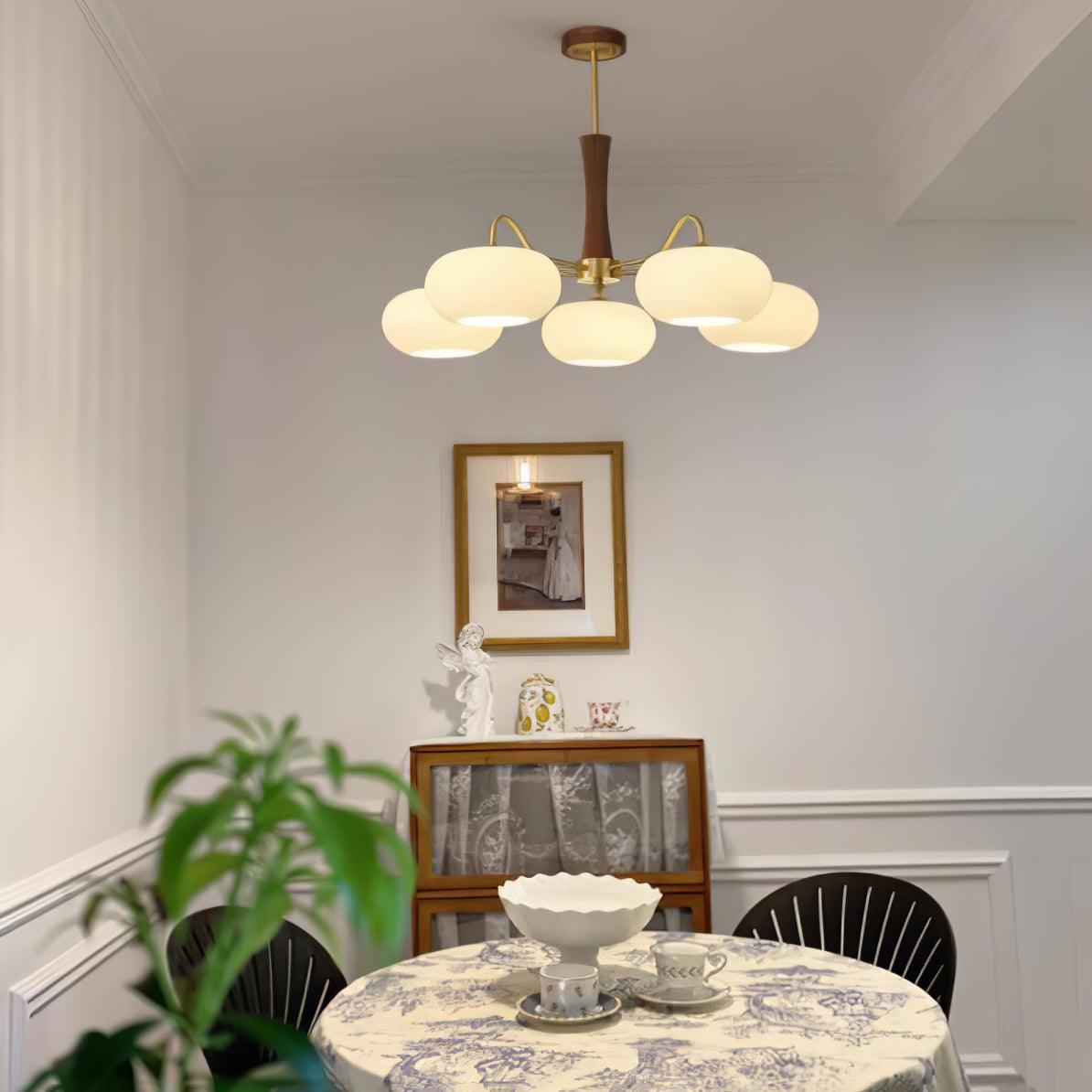 Lustra Chandelier Brass Wooden Persimmon-Neutral Decor