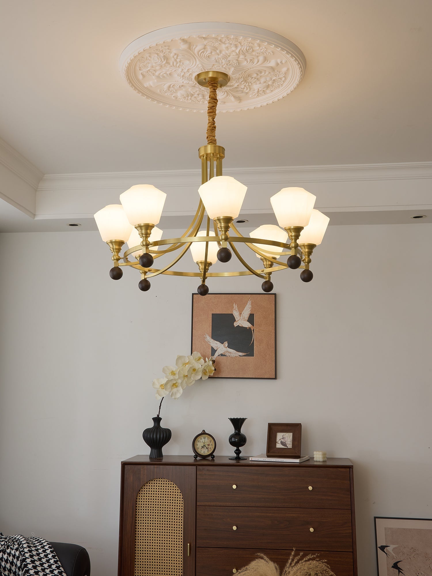 Nyraeyra Premium Nordic Art Brass Wood Chandelier-Neutral Decor