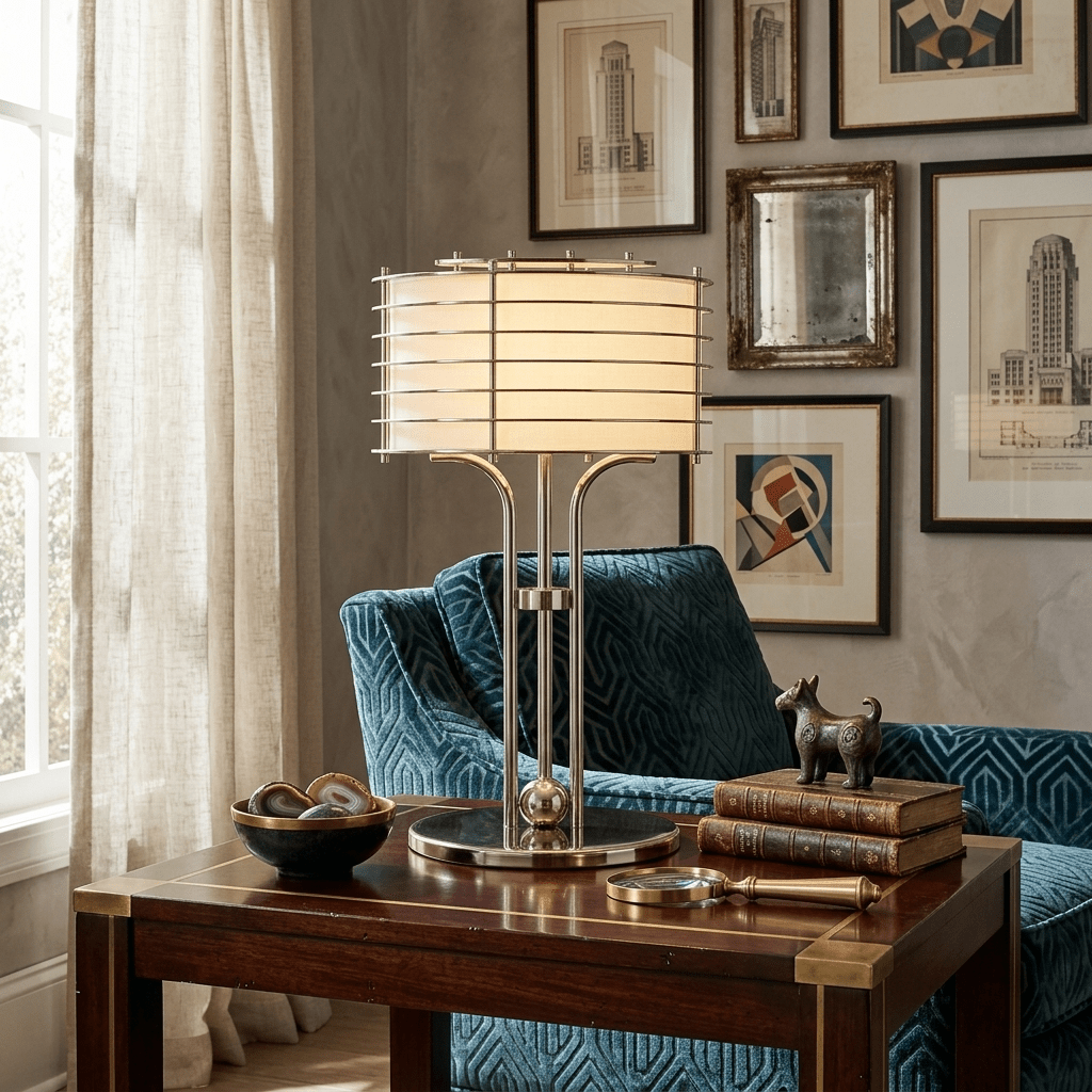 Bravon Linear Cage Table Lamp-Neutral Decor