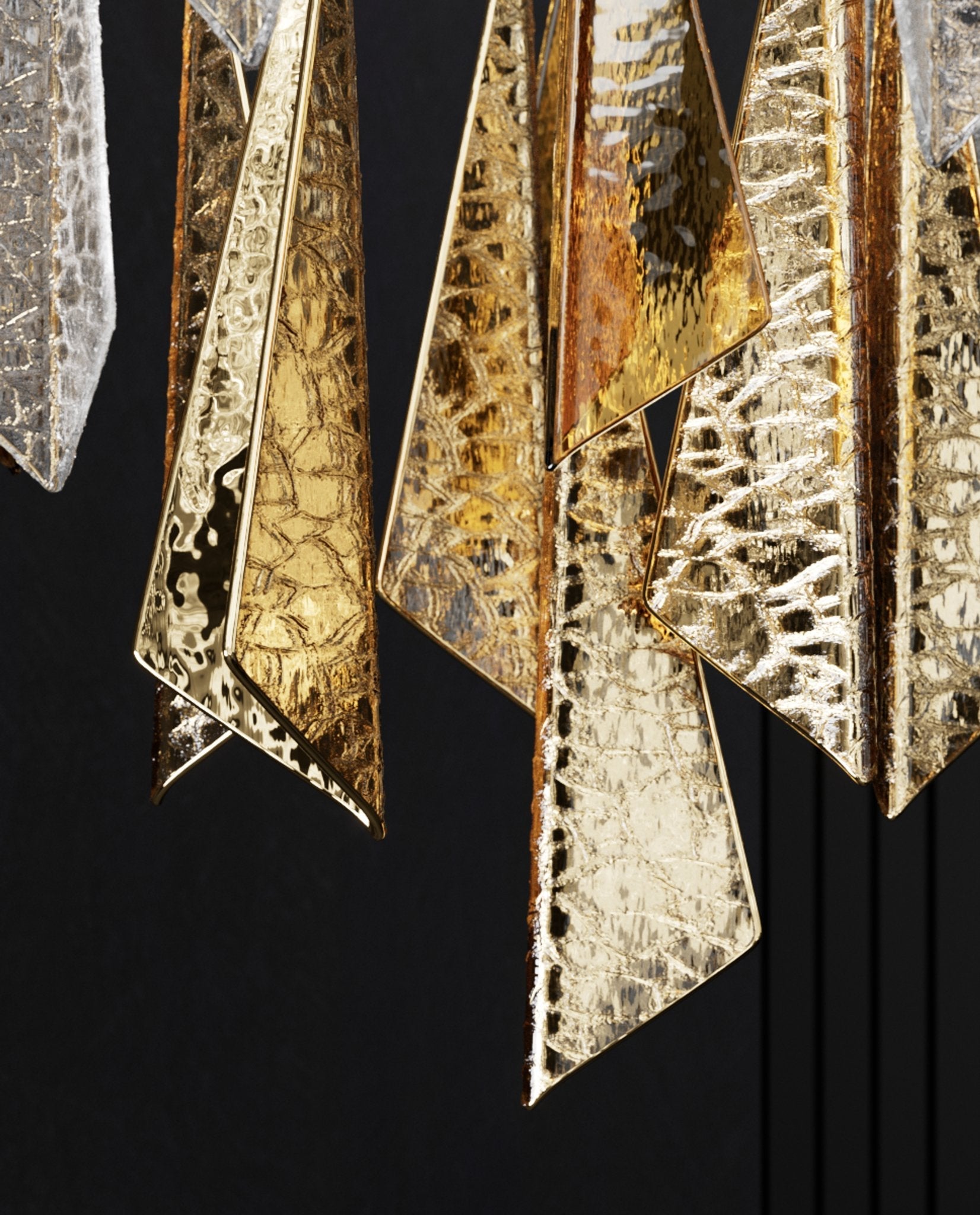 Nyvinia Glass Feather-Shape Chandelier-Neutral Decor