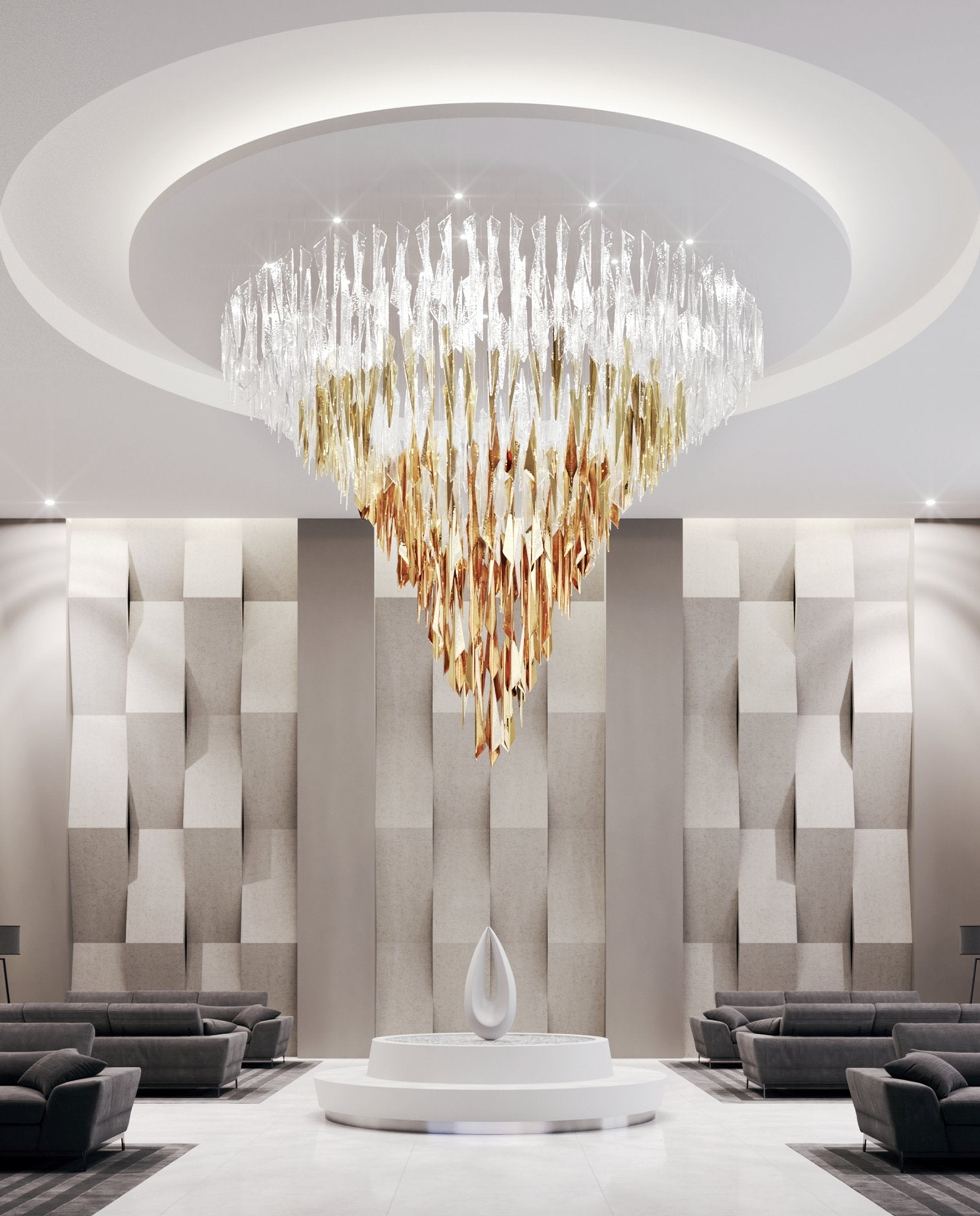 Nyvinia Glass Feather-Shape Chandelier-Neutral Decor