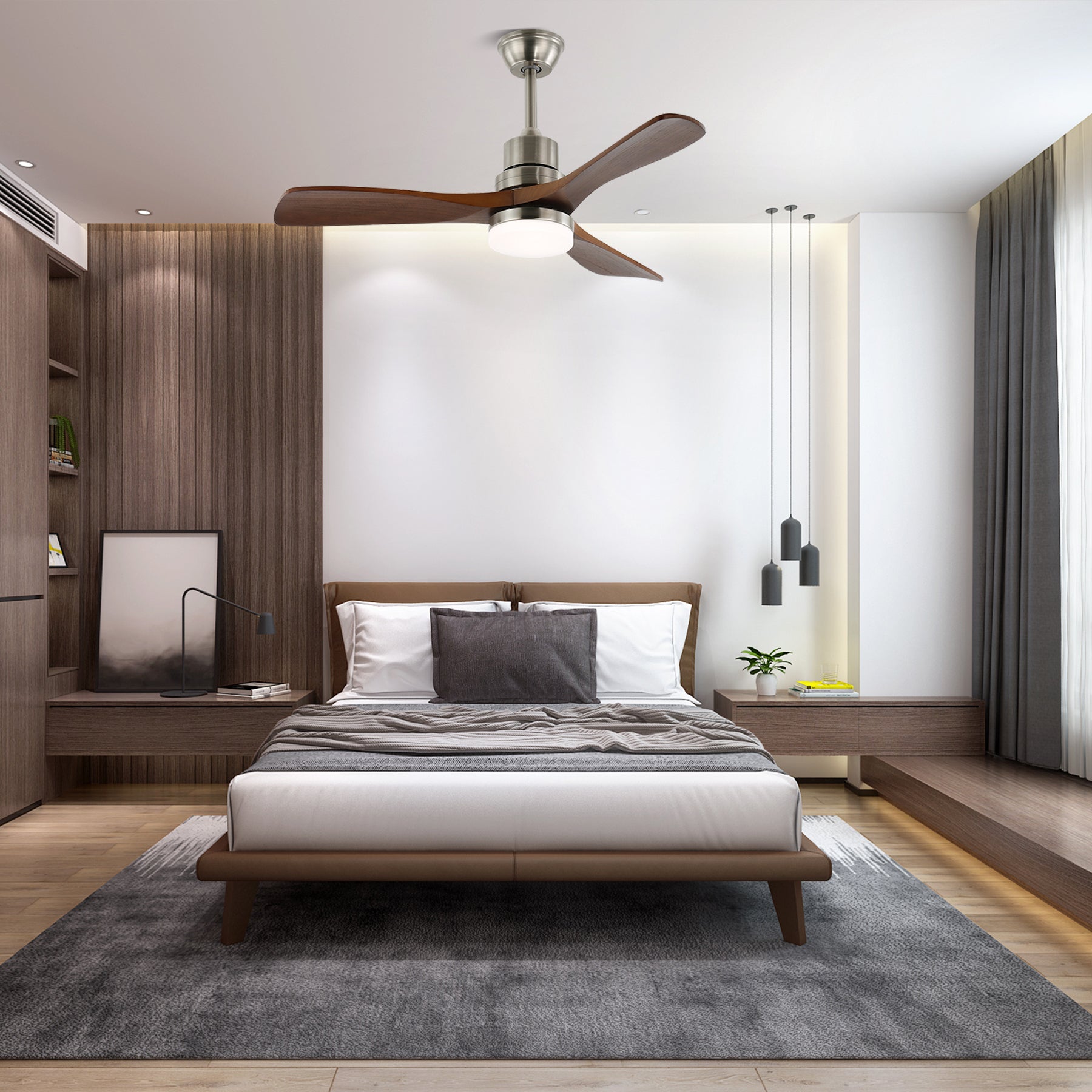 Kaelen Modern Wood Ceiling Fan Light-Neutral Decor