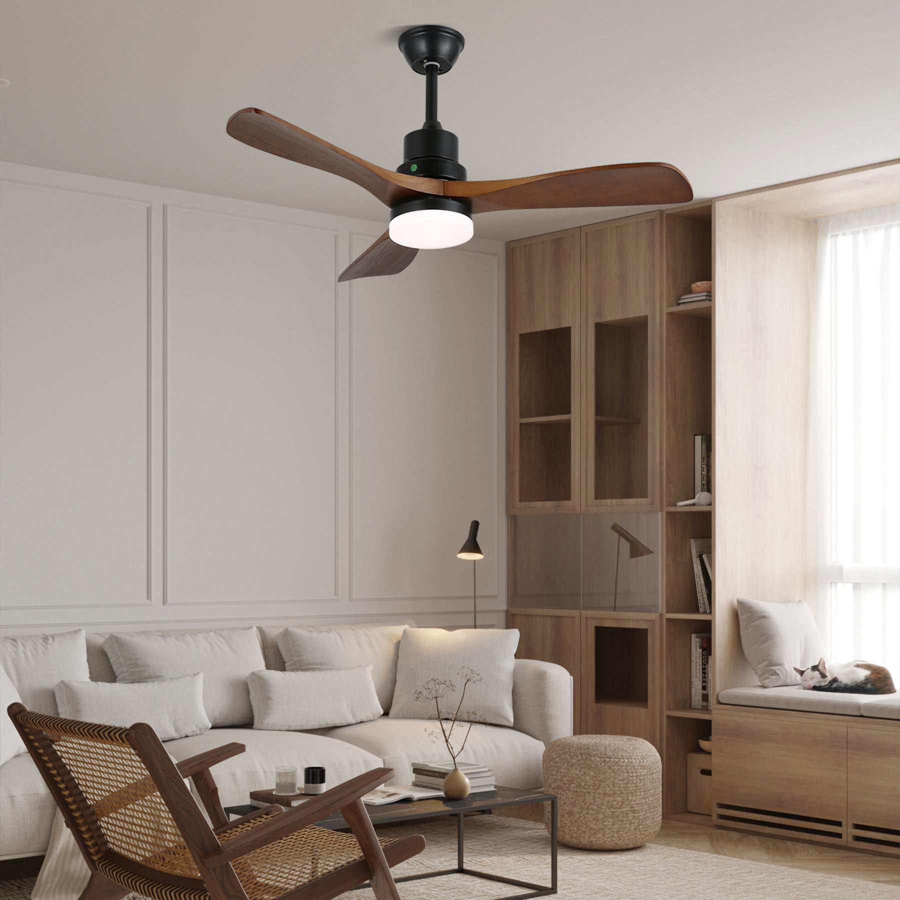 Kaelen Modern Wood Ceiling Fan Light-Neutral Decor