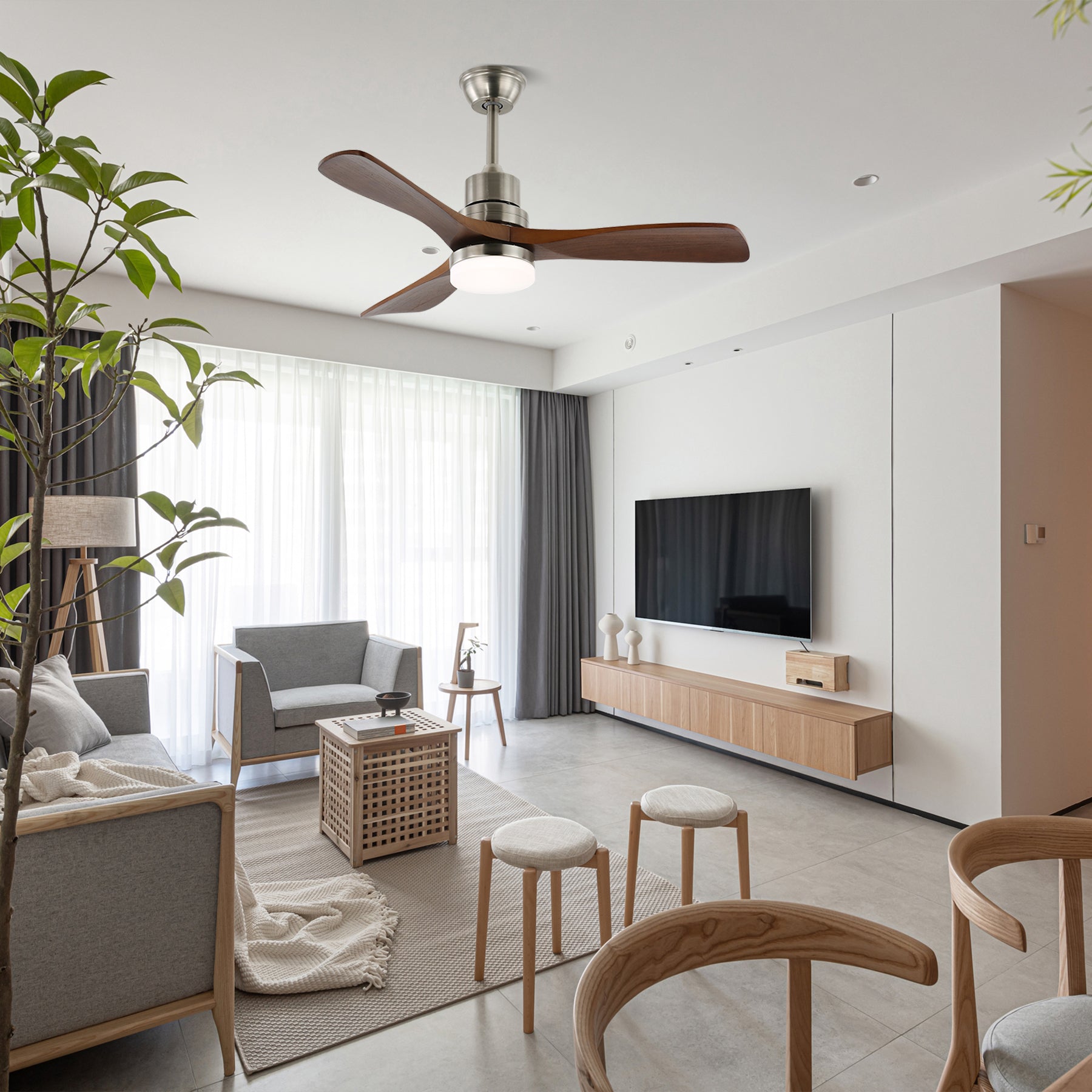 Kaelen Modern Wood Ceiling Fan Light-Neutral Decor