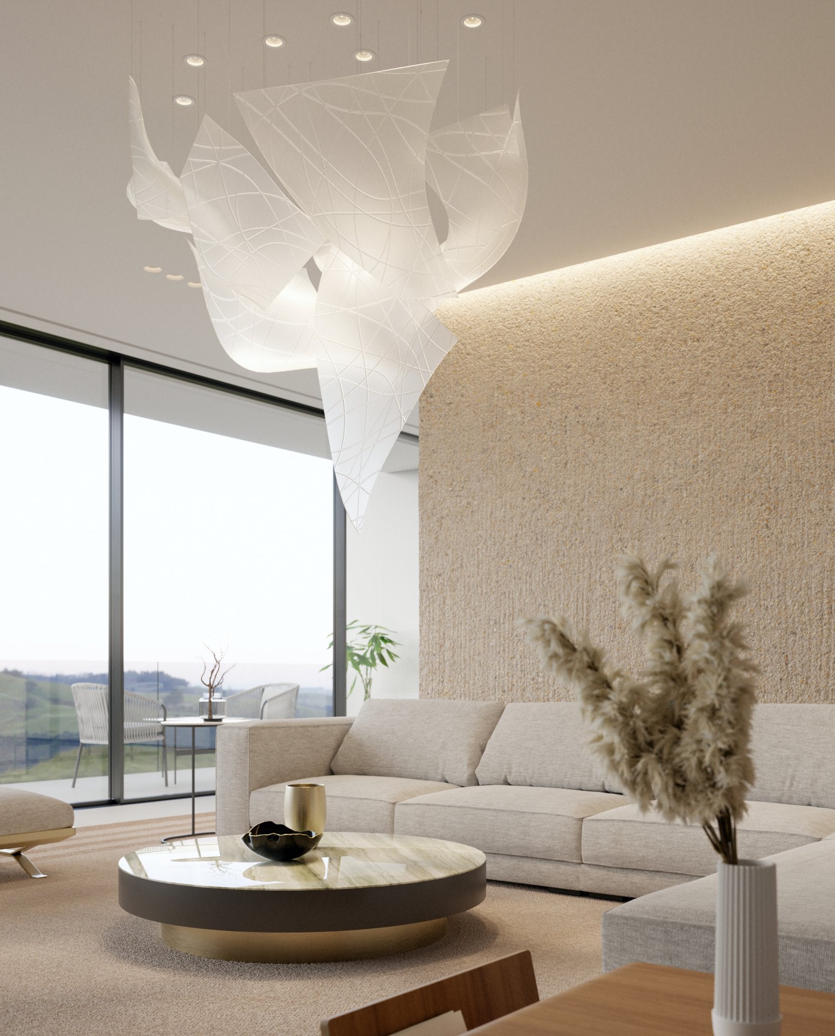 Alnoror Sculptural Gold Pendant Light-Neutral Decor