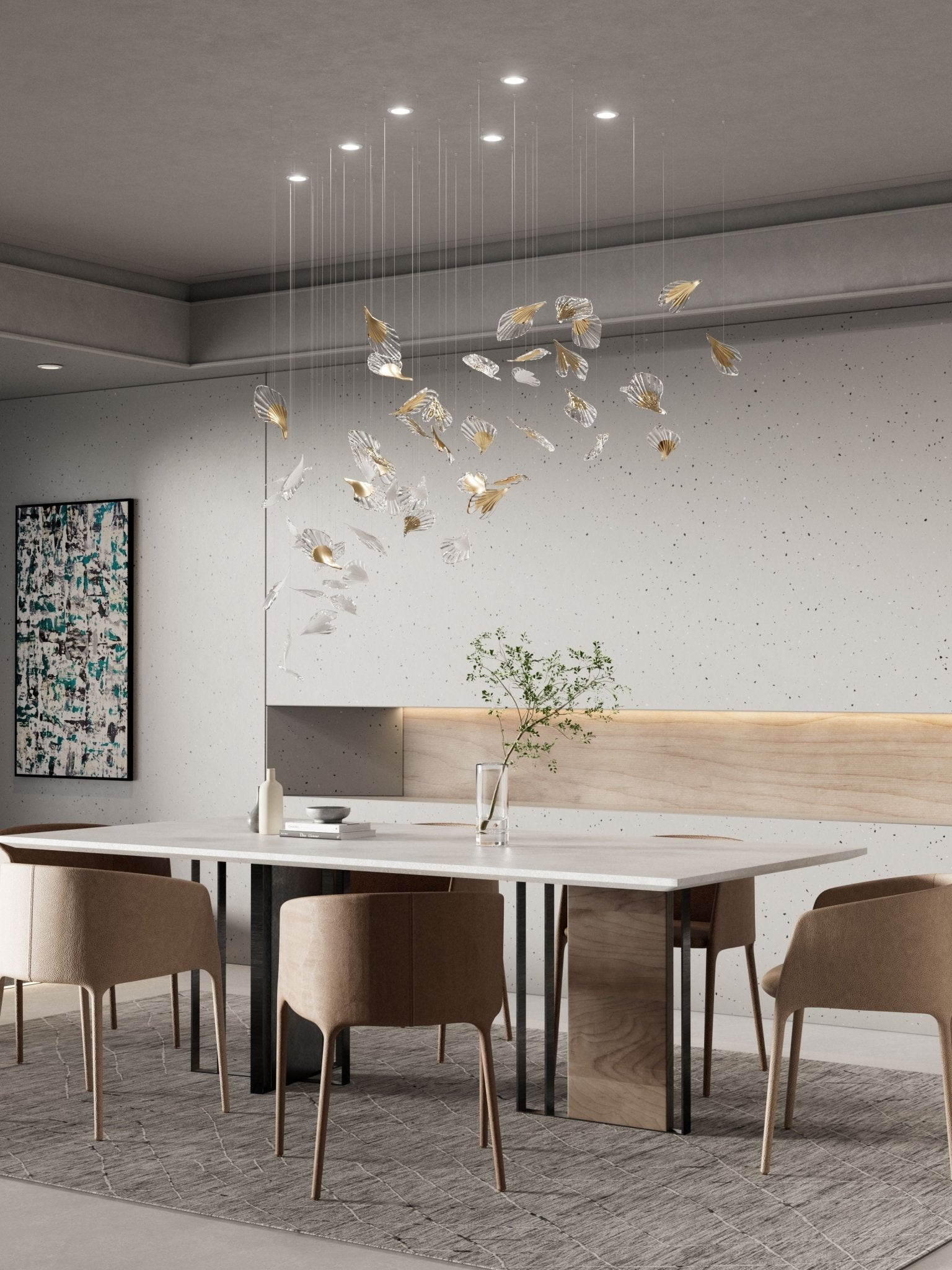 Asorus Artistic Leaf-Shape Chandelier-Neutral Decor