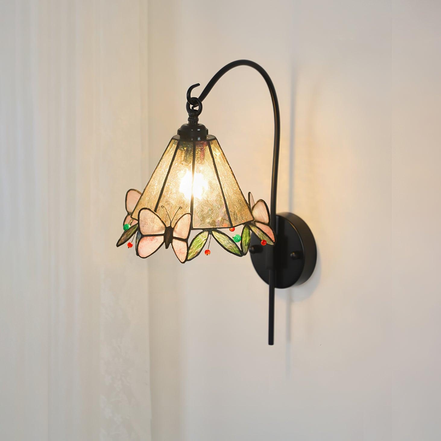 Tiffany Wall Lamp  Glass Butterfly Art