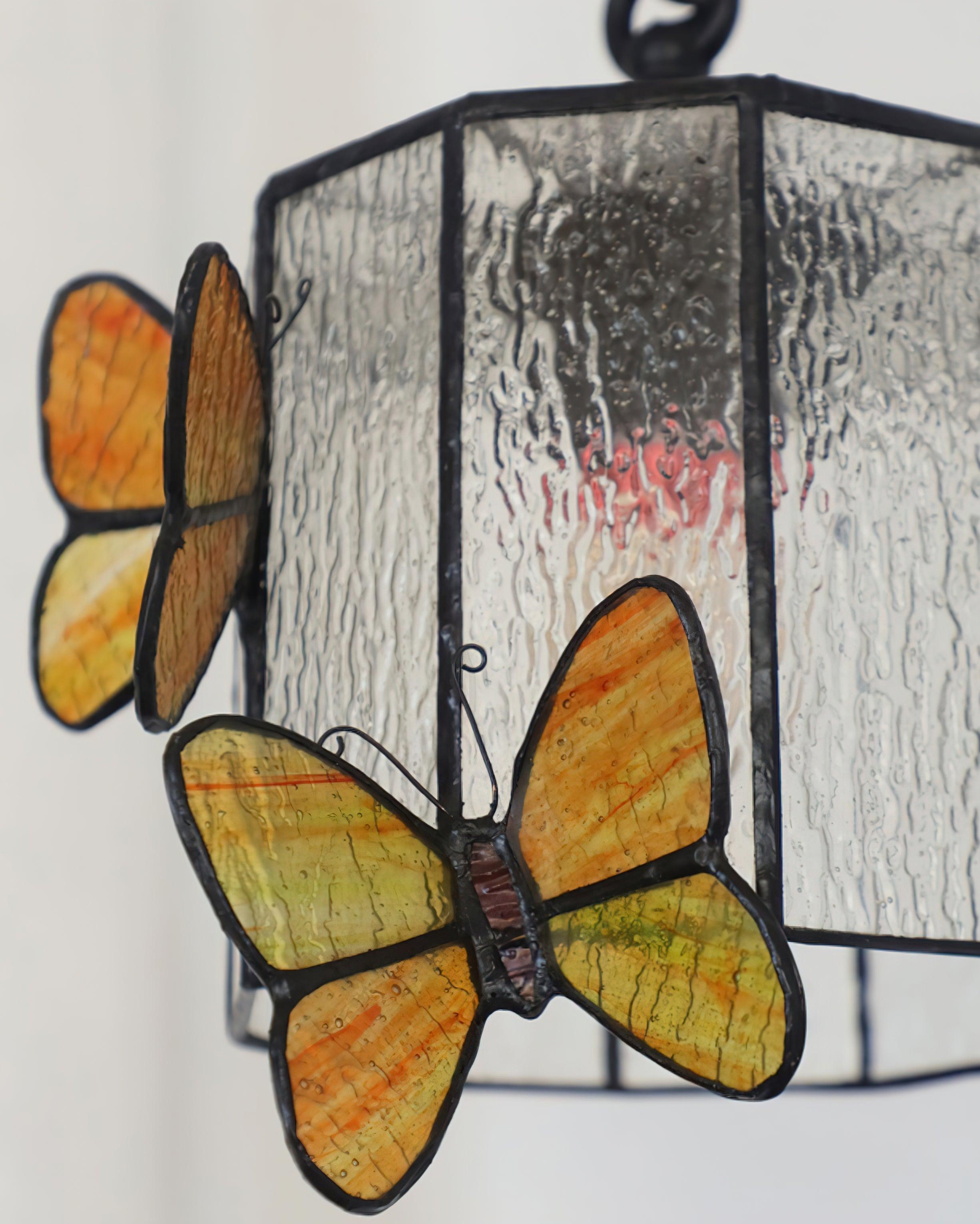 Tiffany Wall Lamp  Glass Butterfly Art