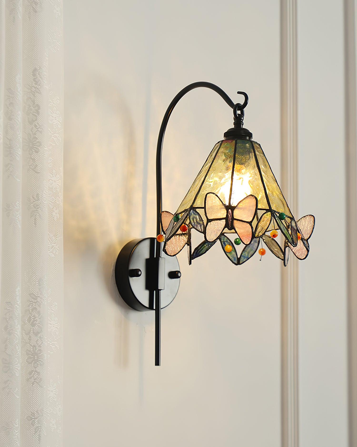Tiffany Wall Lamp  Glass Butterfly Art