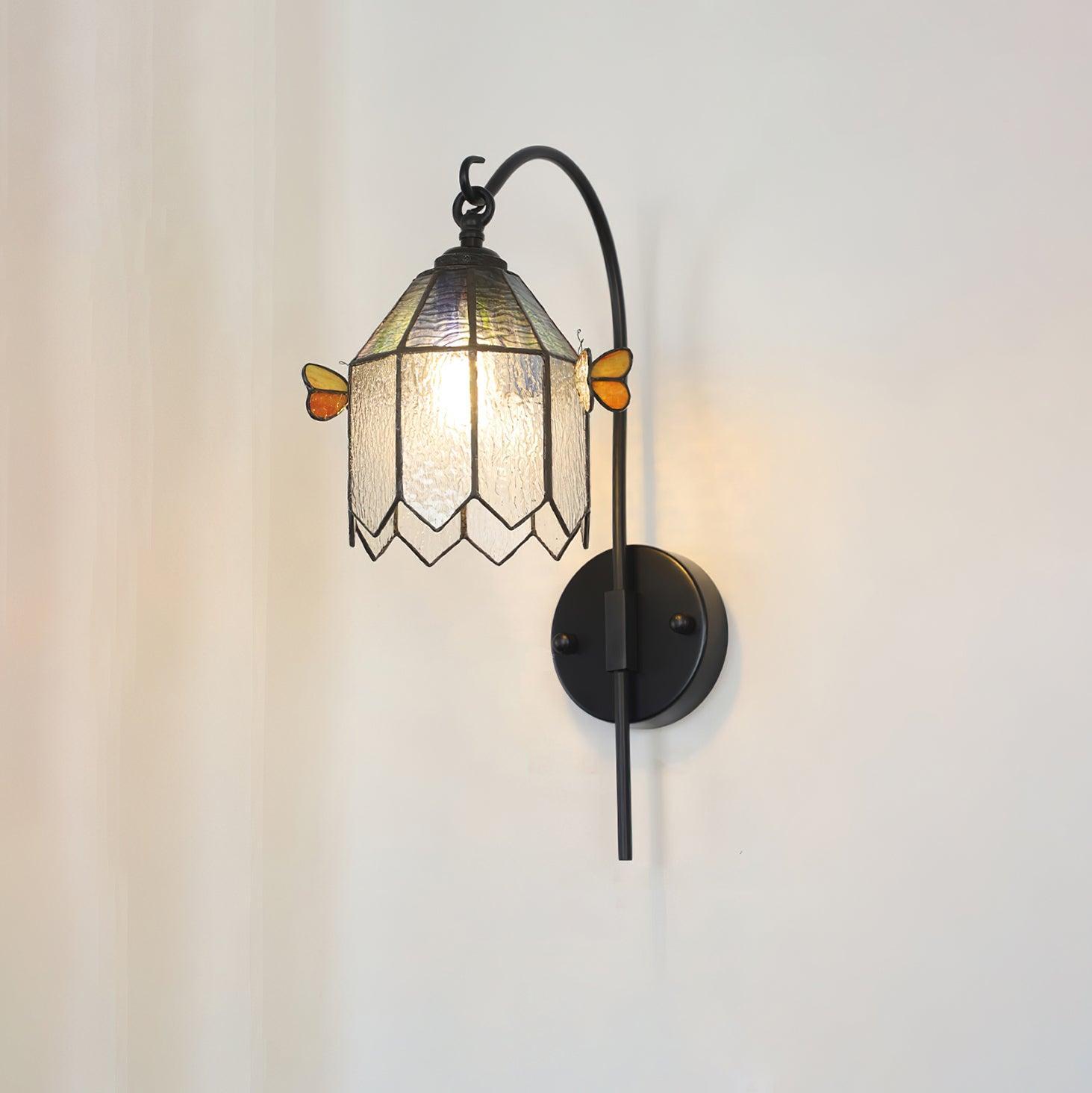 Tiffany Wall Lamp  Glass Butterfly Art
