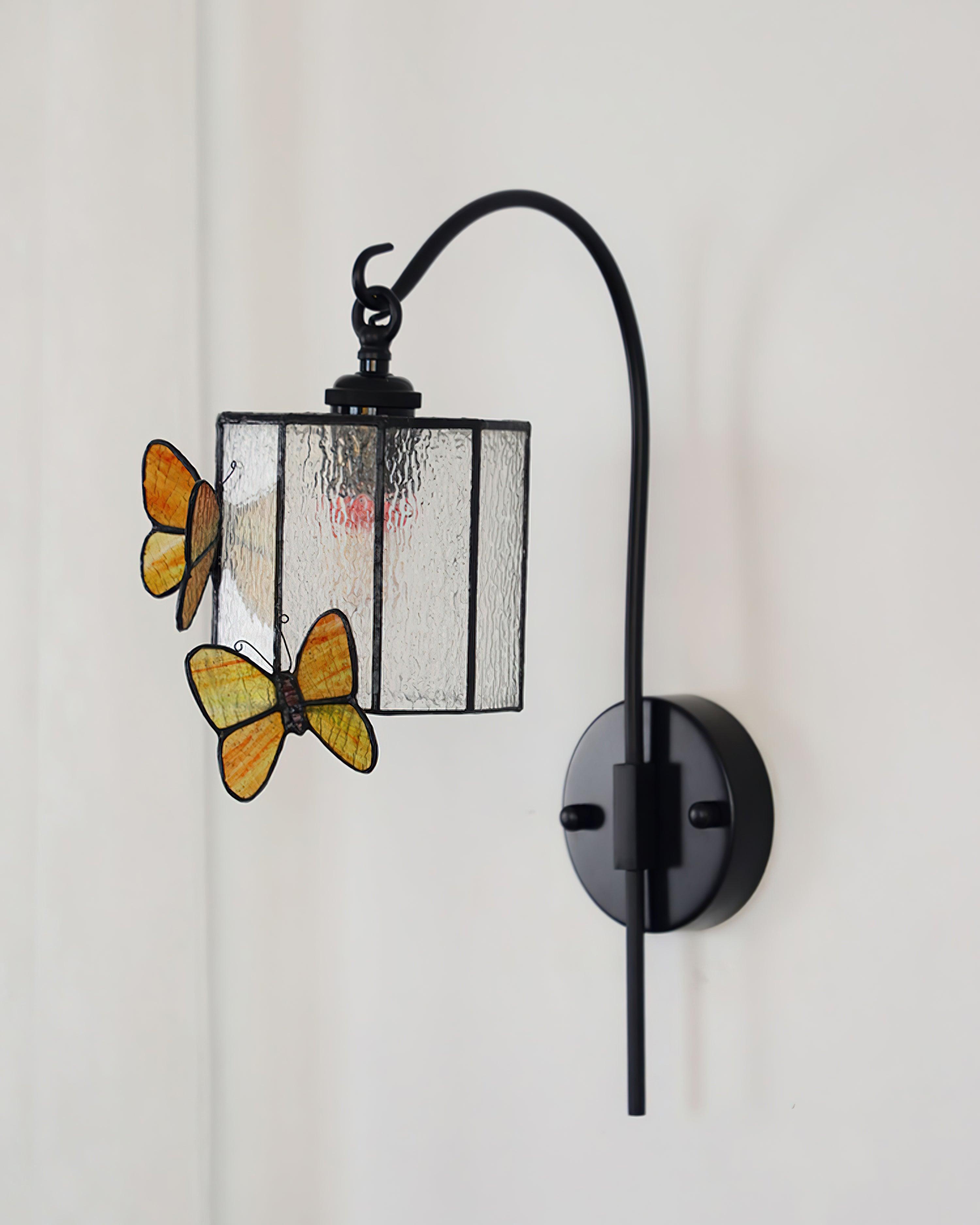 Tiffany Wall Lamp  Glass Butterfly Art