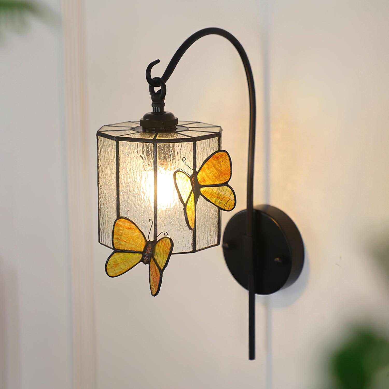 Tiffany Wall Lamp  Glass Butterfly Art