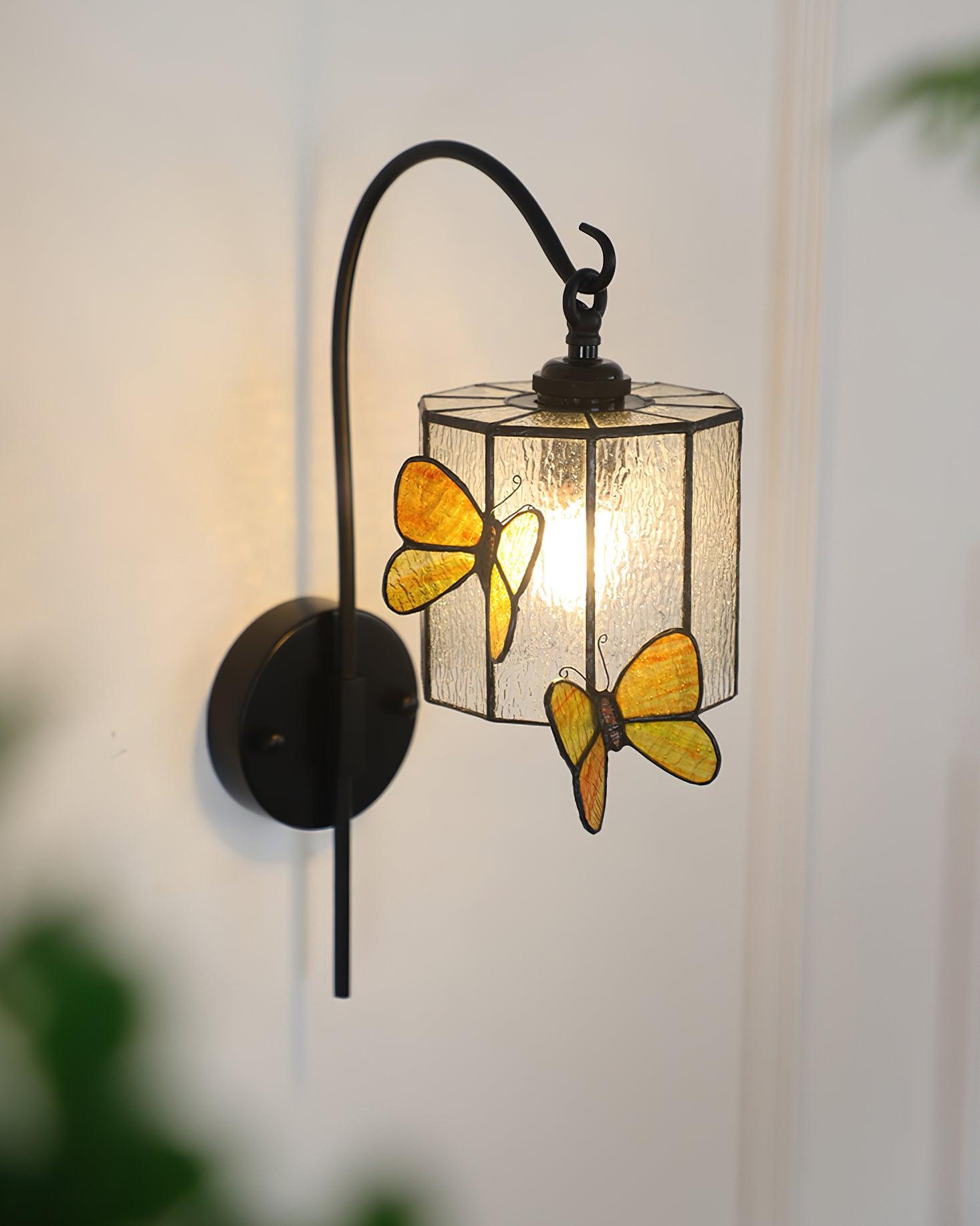 Tiffany Wall Lamp  Glass Butterfly Art
