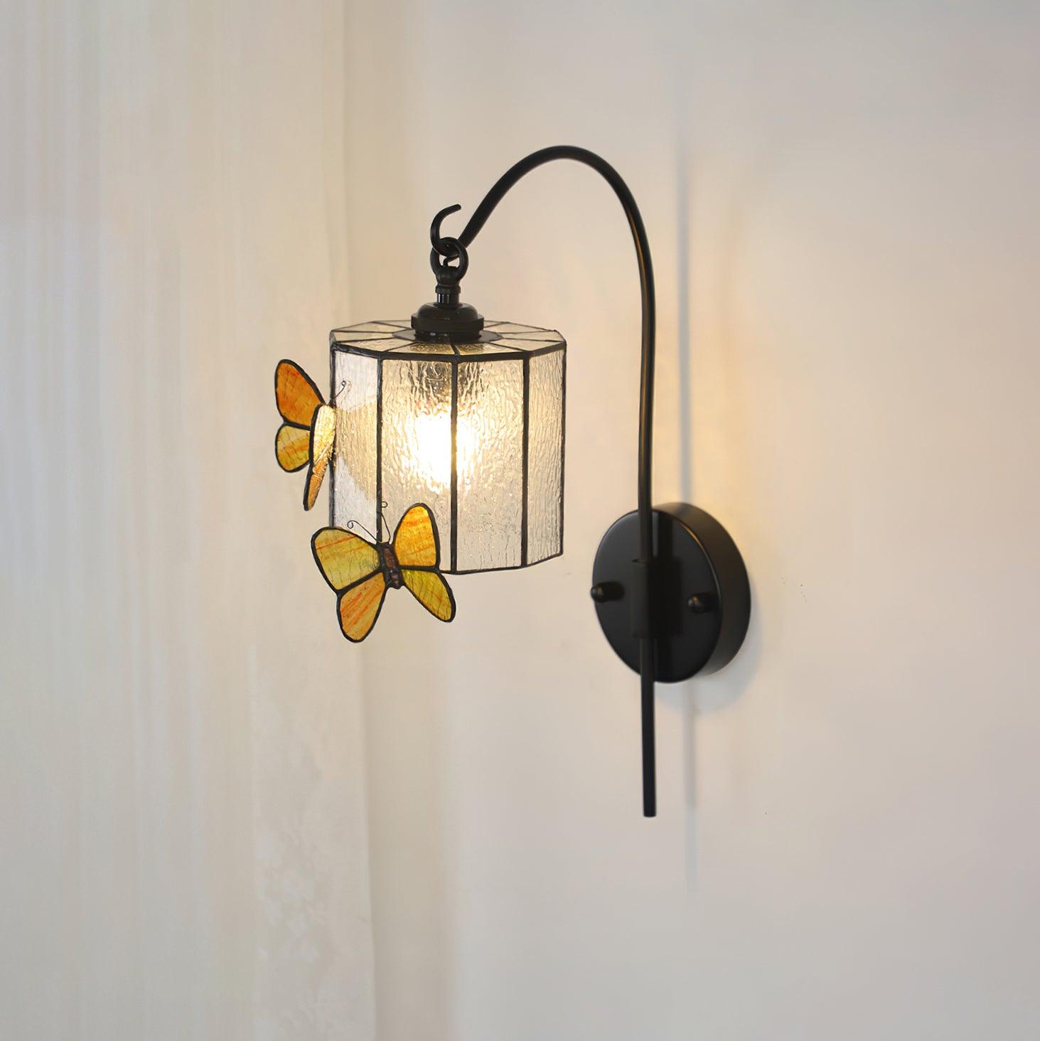 Tiffany Wall Lamp  Glass Butterfly Art