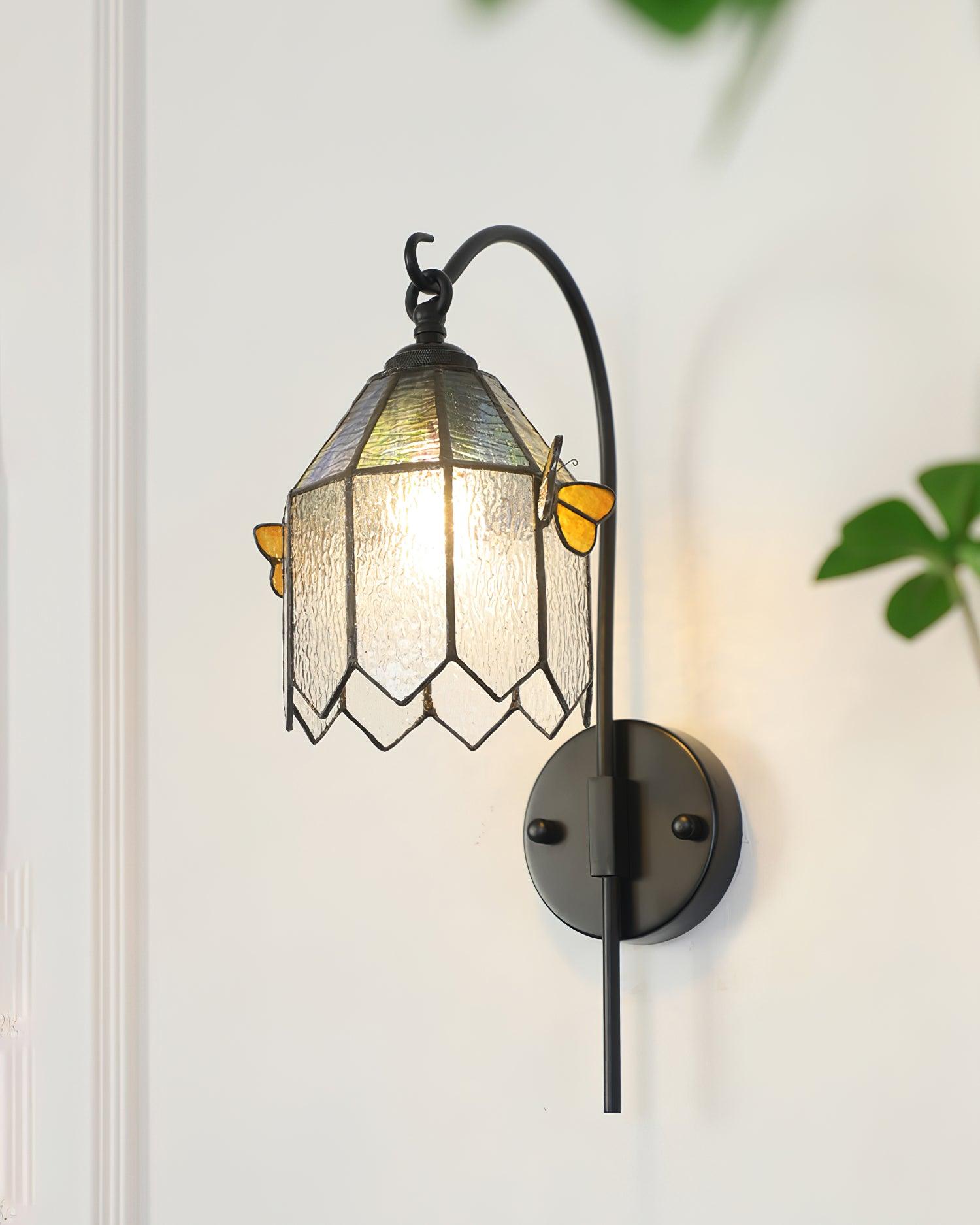Tiffany Wall Lamp  Glass Butterfly Art