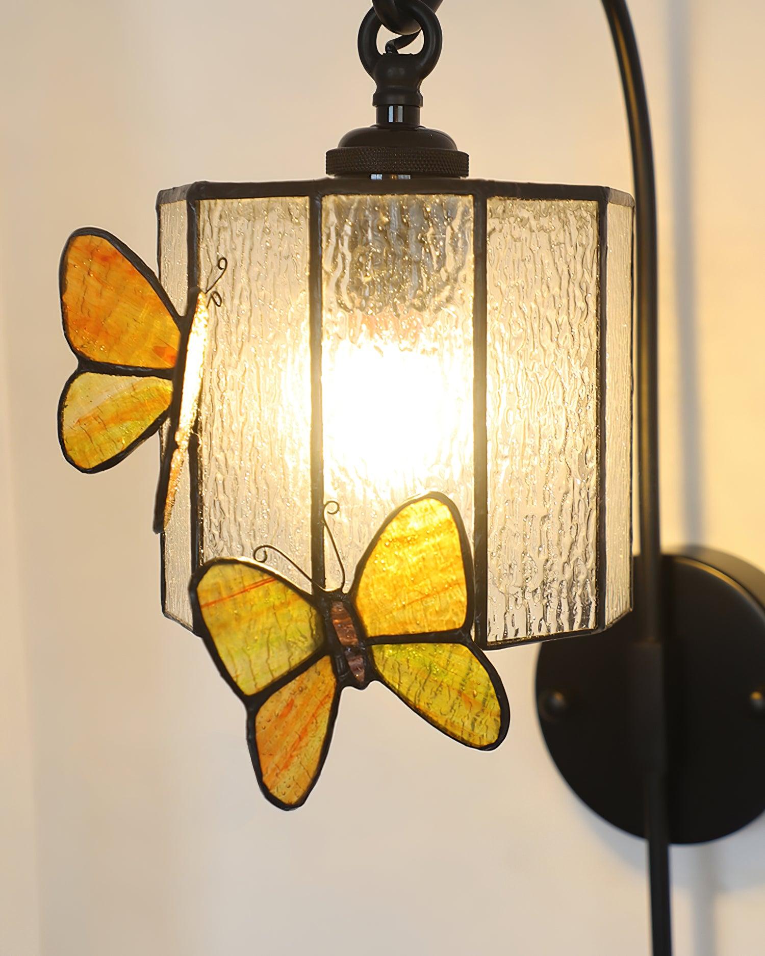 Tiffany Wall Lamp  Glass Butterfly Art