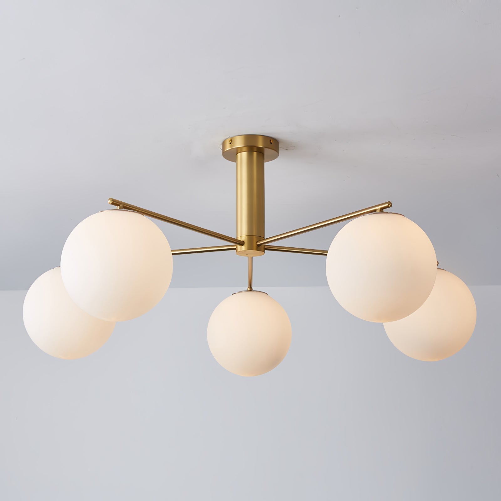 Silva Modern LED Metal Multi Glass Globe White Lampshade Bedroom Living Room Pendant Light, Gold/Nickel - Neutral Decor