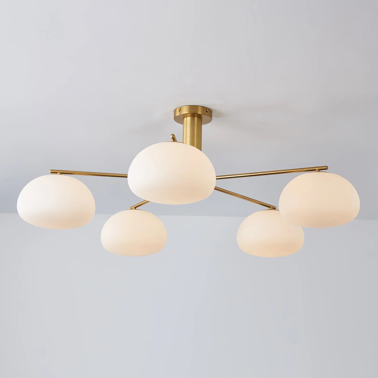 Silva Modern LED Metal Multi Glass Globe White Lampshade Bedroom Living Room Pendant Light, Gold/Nickel - Neutral Decor