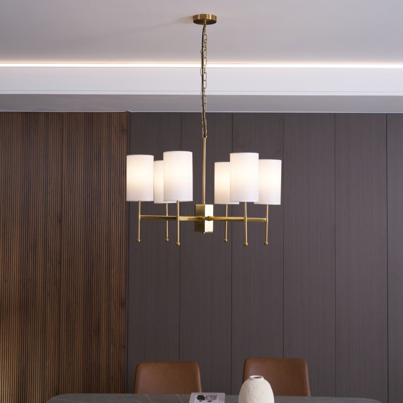 Ulcarisra Traditional Vintage Brass Fabric Chandelier-Neutral Decor