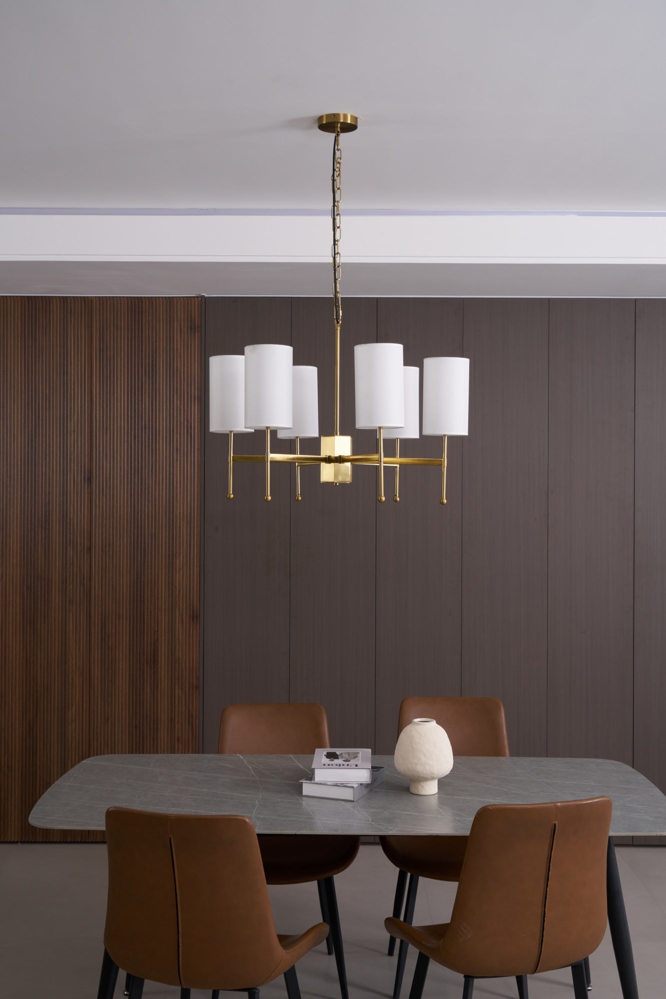 Ulcarisra Traditional Vintage Brass Fabric Chandelier-Neutral Decor