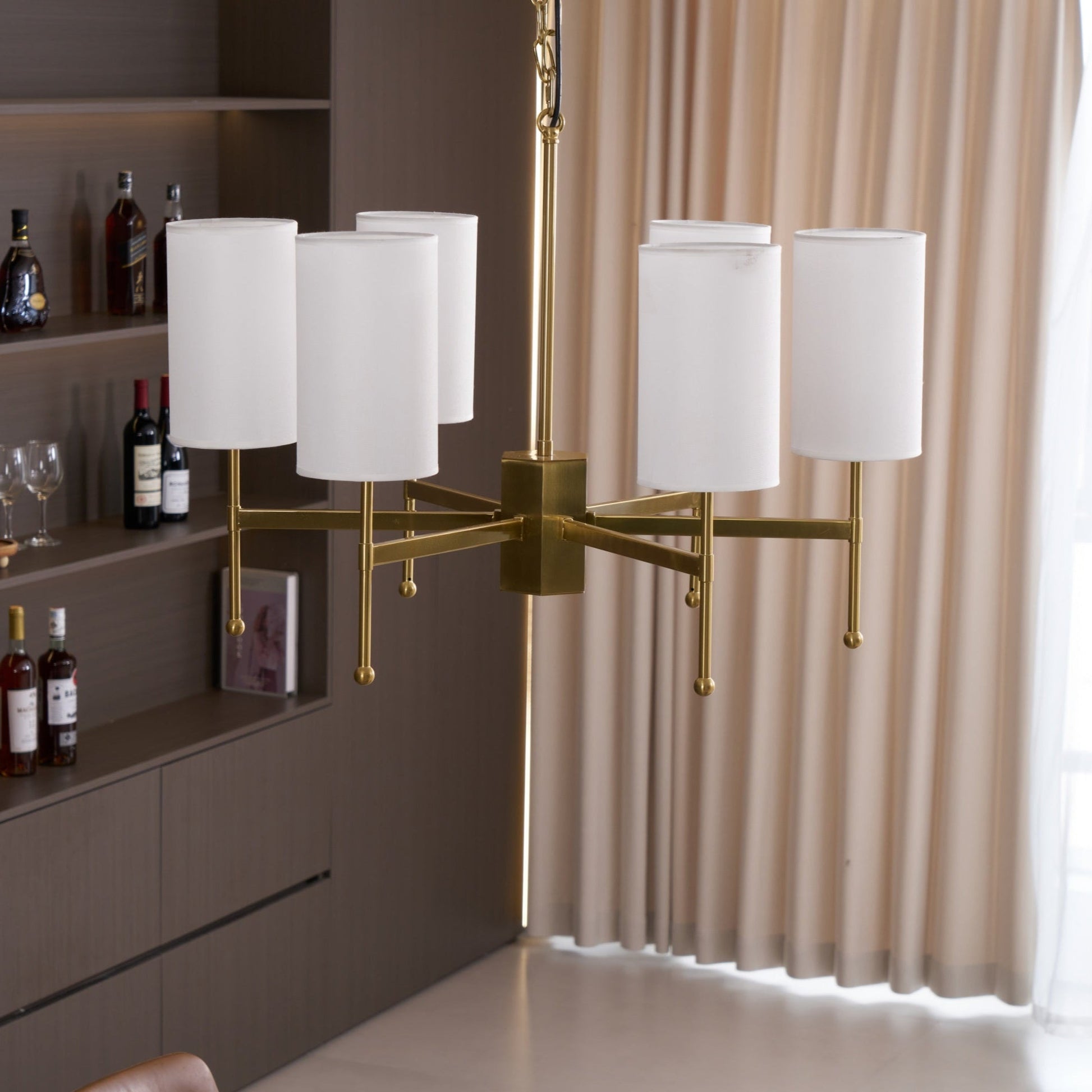 Ulcarisra Traditional Vintage Brass Fabric Chandelier-Neutral Decor