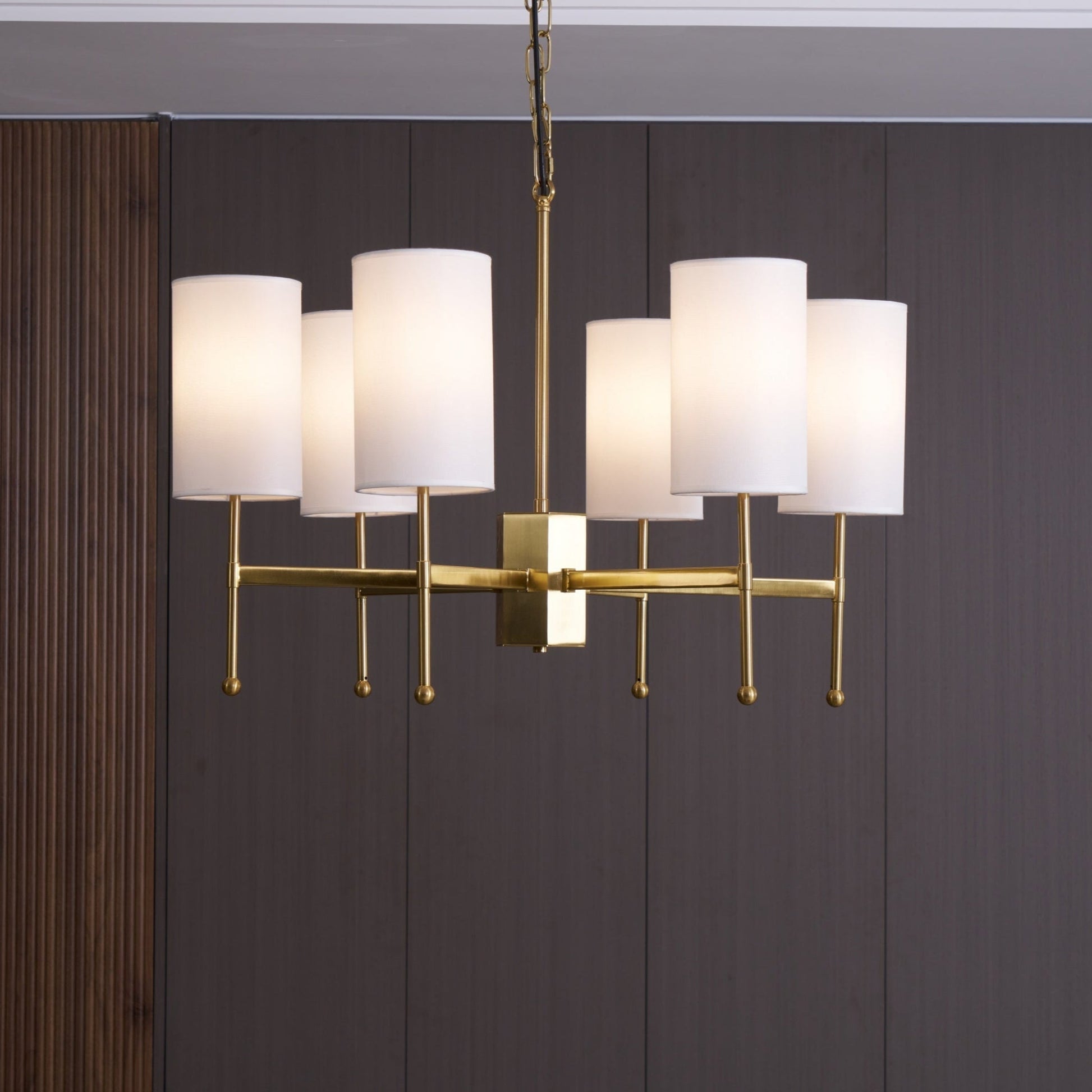 Ulcarisra Traditional Vintage Brass Fabric Chandelier-Neutral Decor