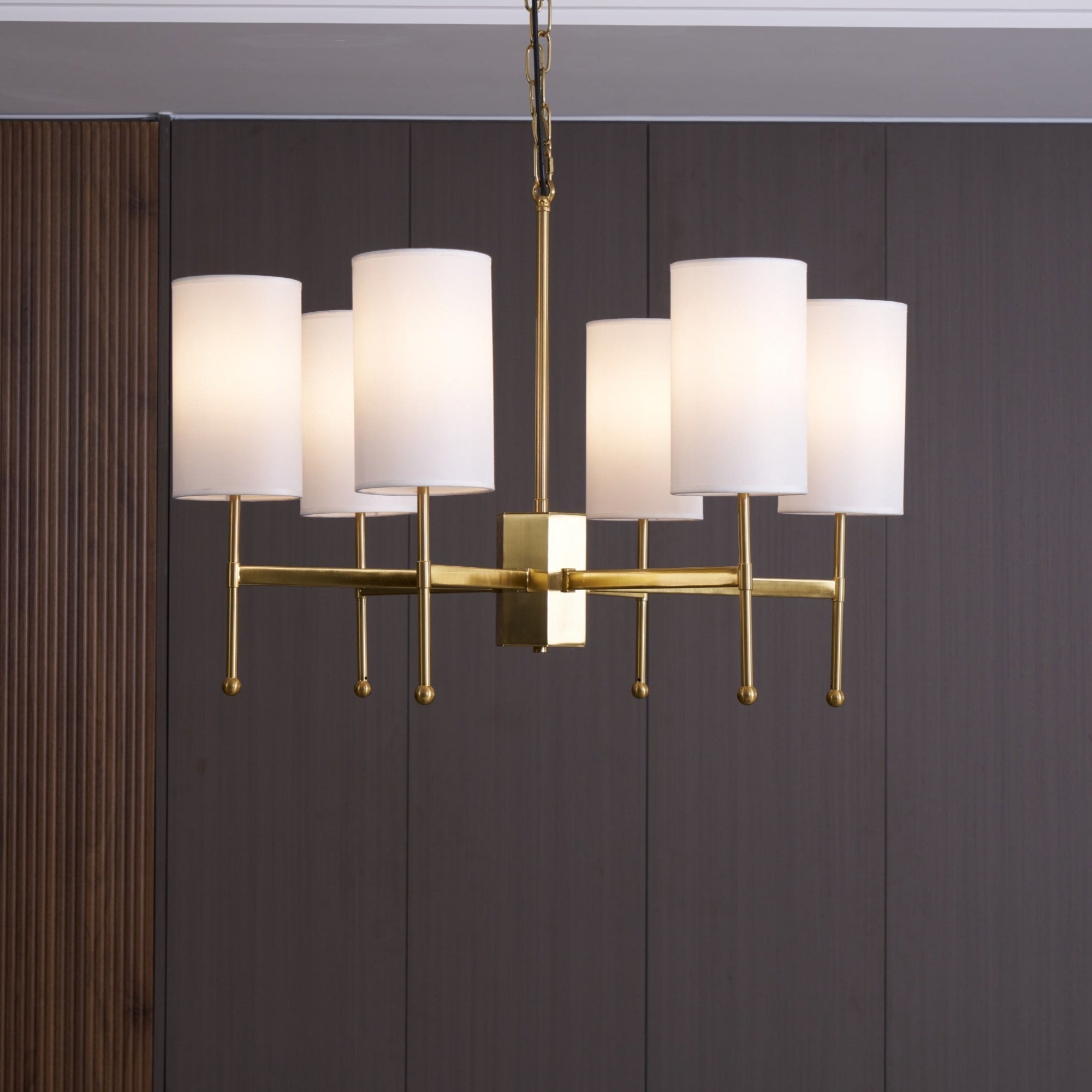 Ulcarisra Traditional Vintage Brass Fabric Chandelier-Neutral Decor
