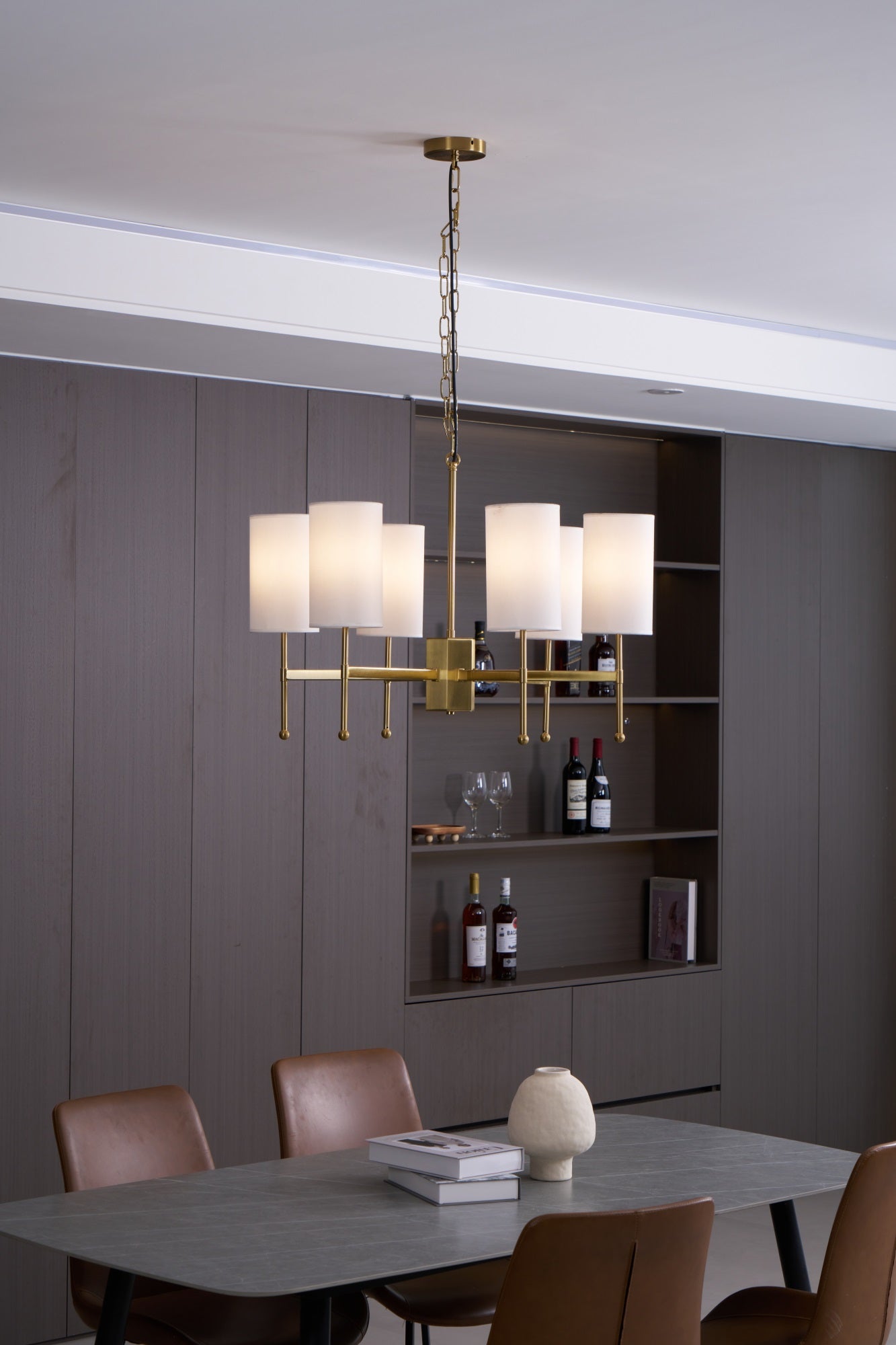 Ulcarisra Traditional Vintage Brass Fabric Chandelier-Neutral Decor