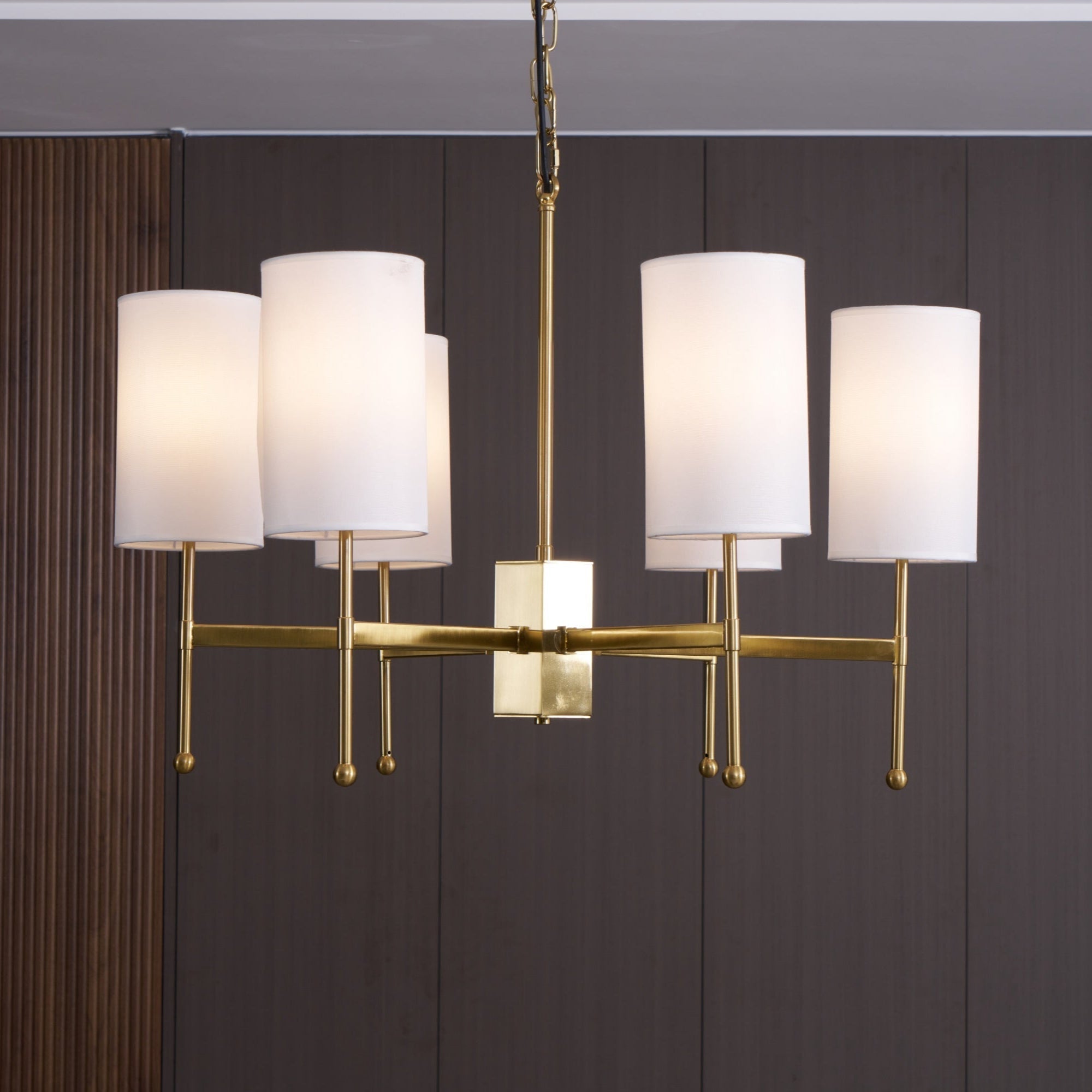 Ulcarisra Traditional Vintage Brass Fabric Chandelier-Neutral Decor